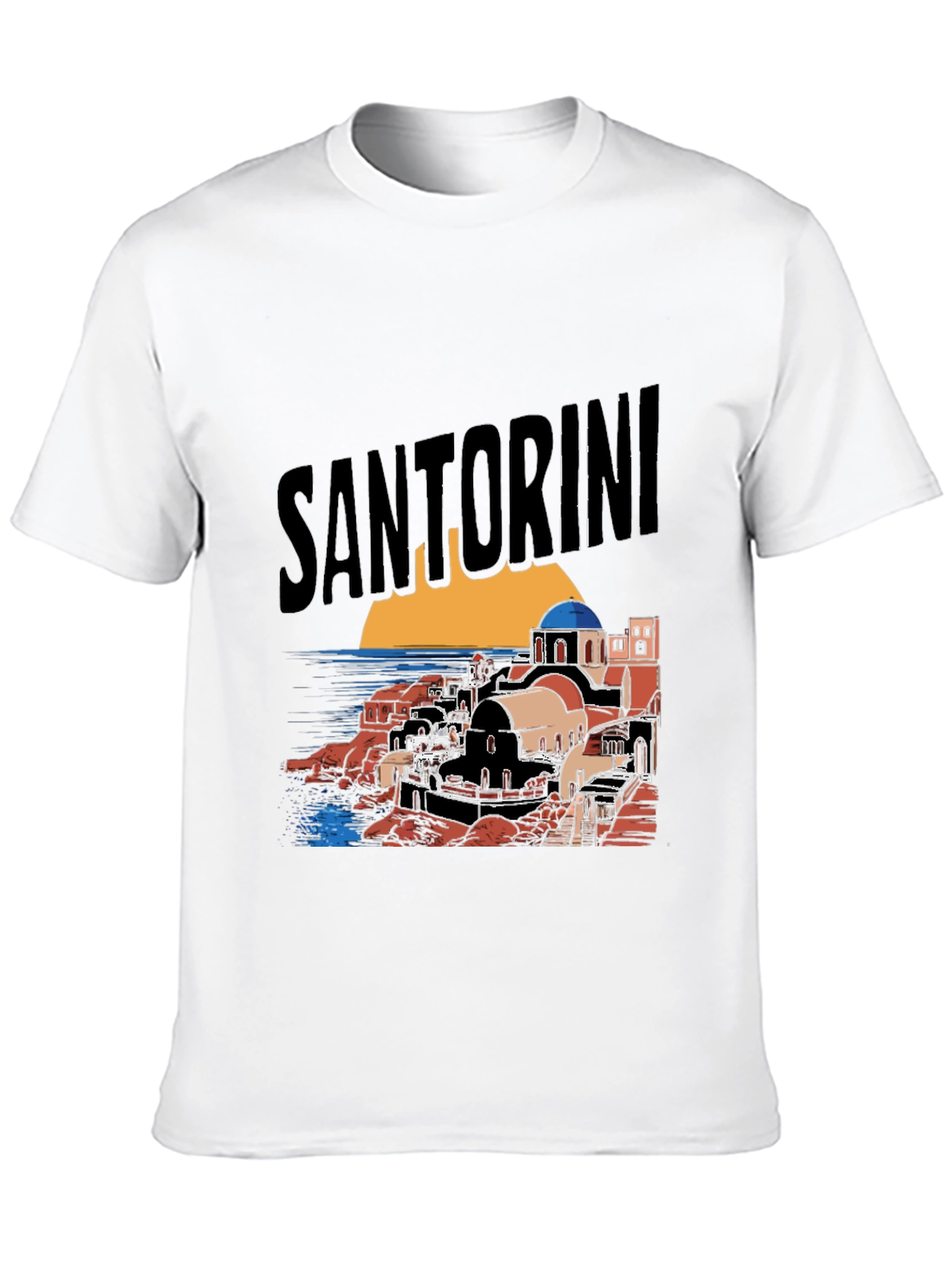 Santorini Graphic Tee - Black Cotton T-Shirt