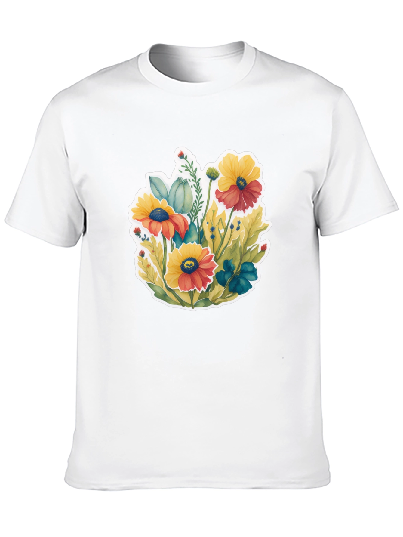 Floral Graphic Tee - Black Cotton Blend T-Shirt