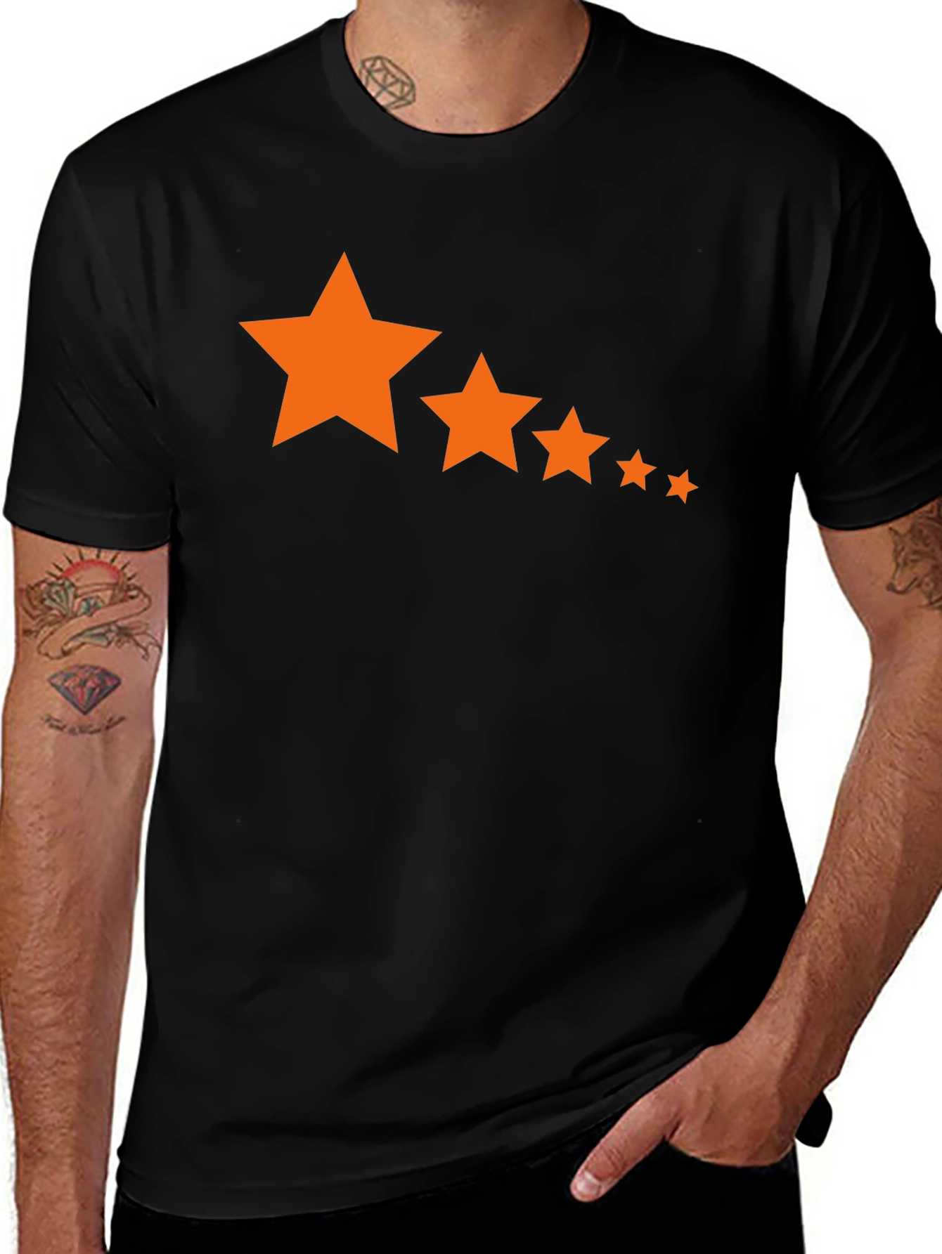 Modern Star Graphic T-Shirt - Stylish Black Tee