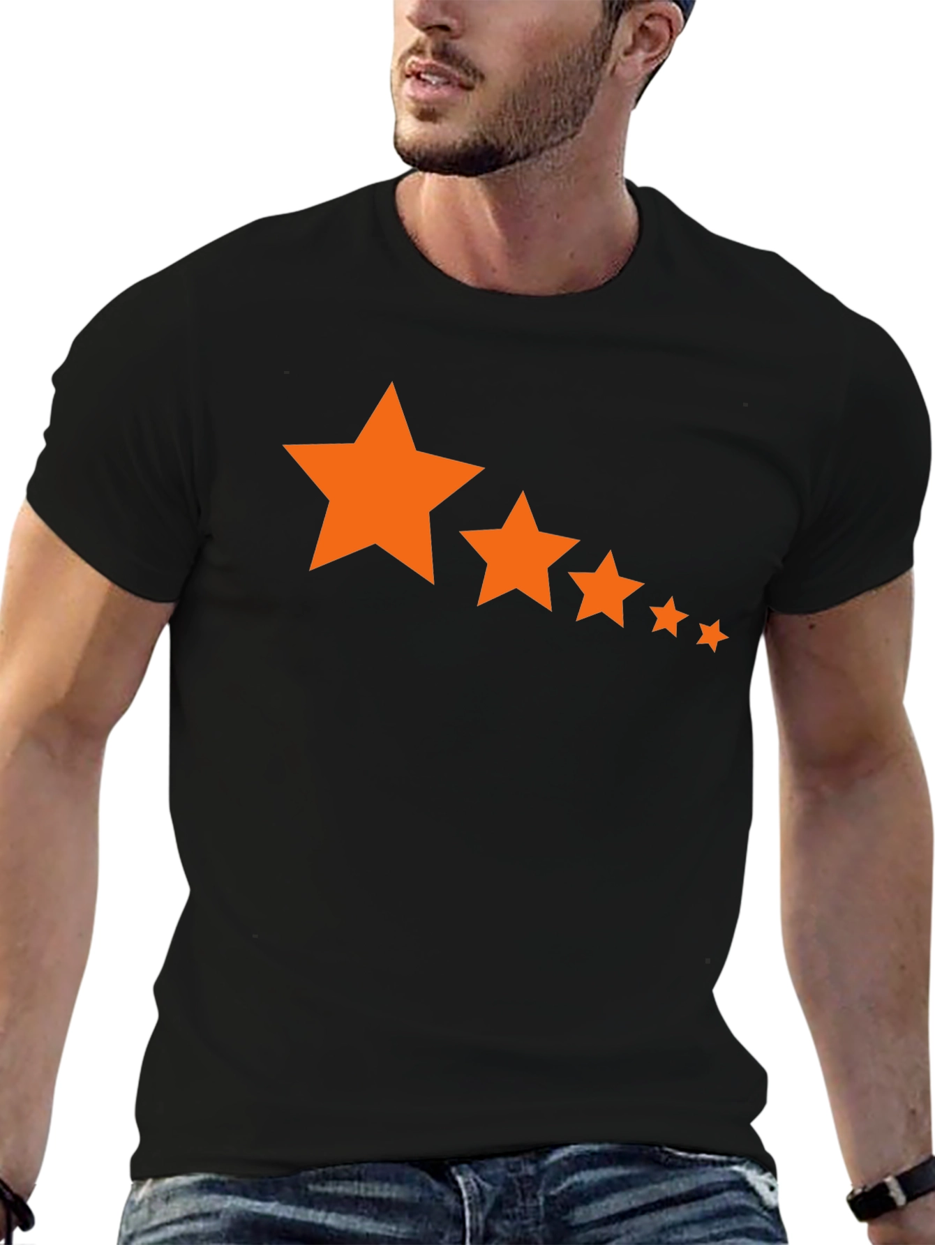 Modern Star Graphic T-Shirt - Stylish Black Tee