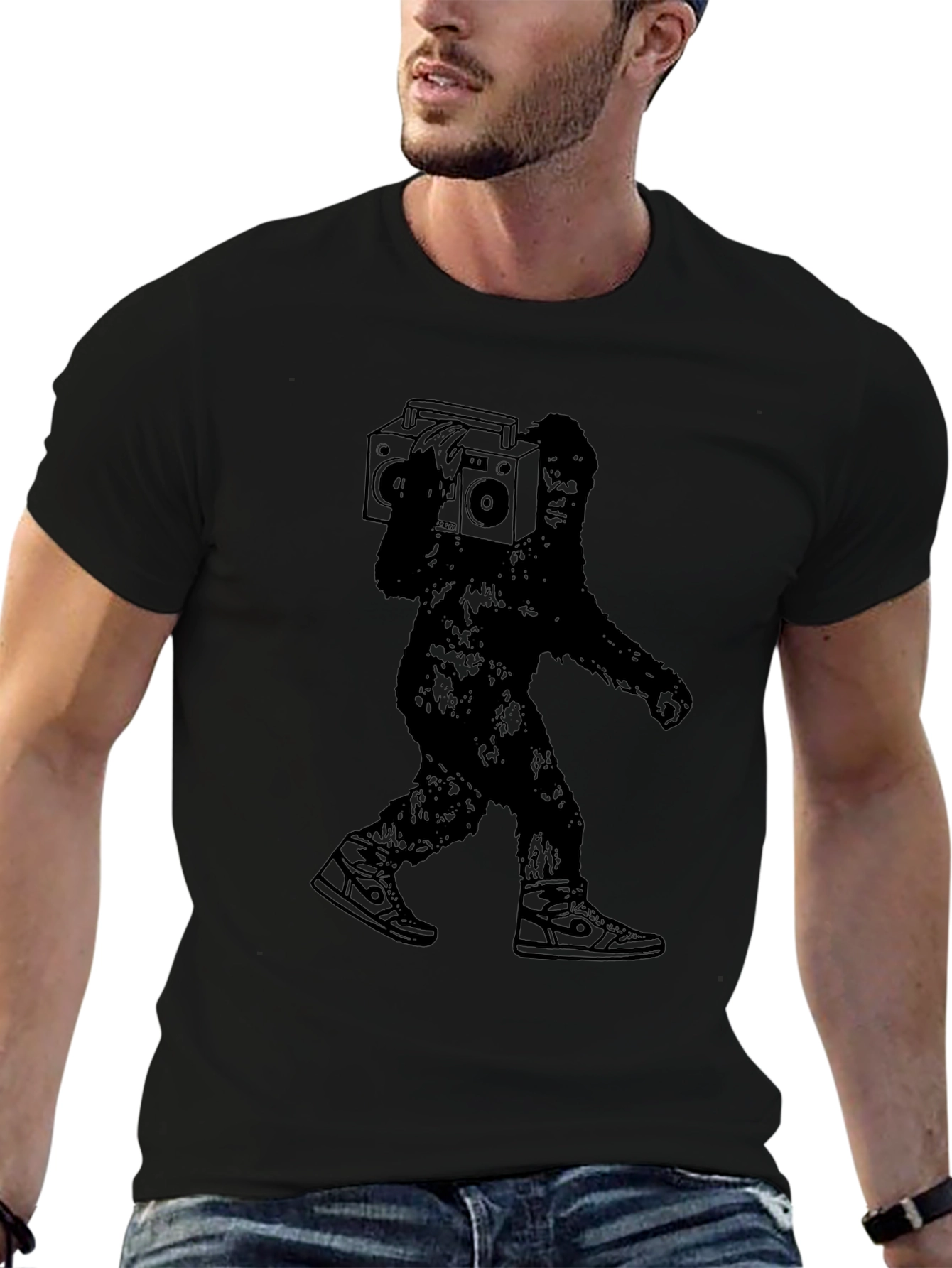 Sasquatch Boombox Graphic T-Shirt - Black