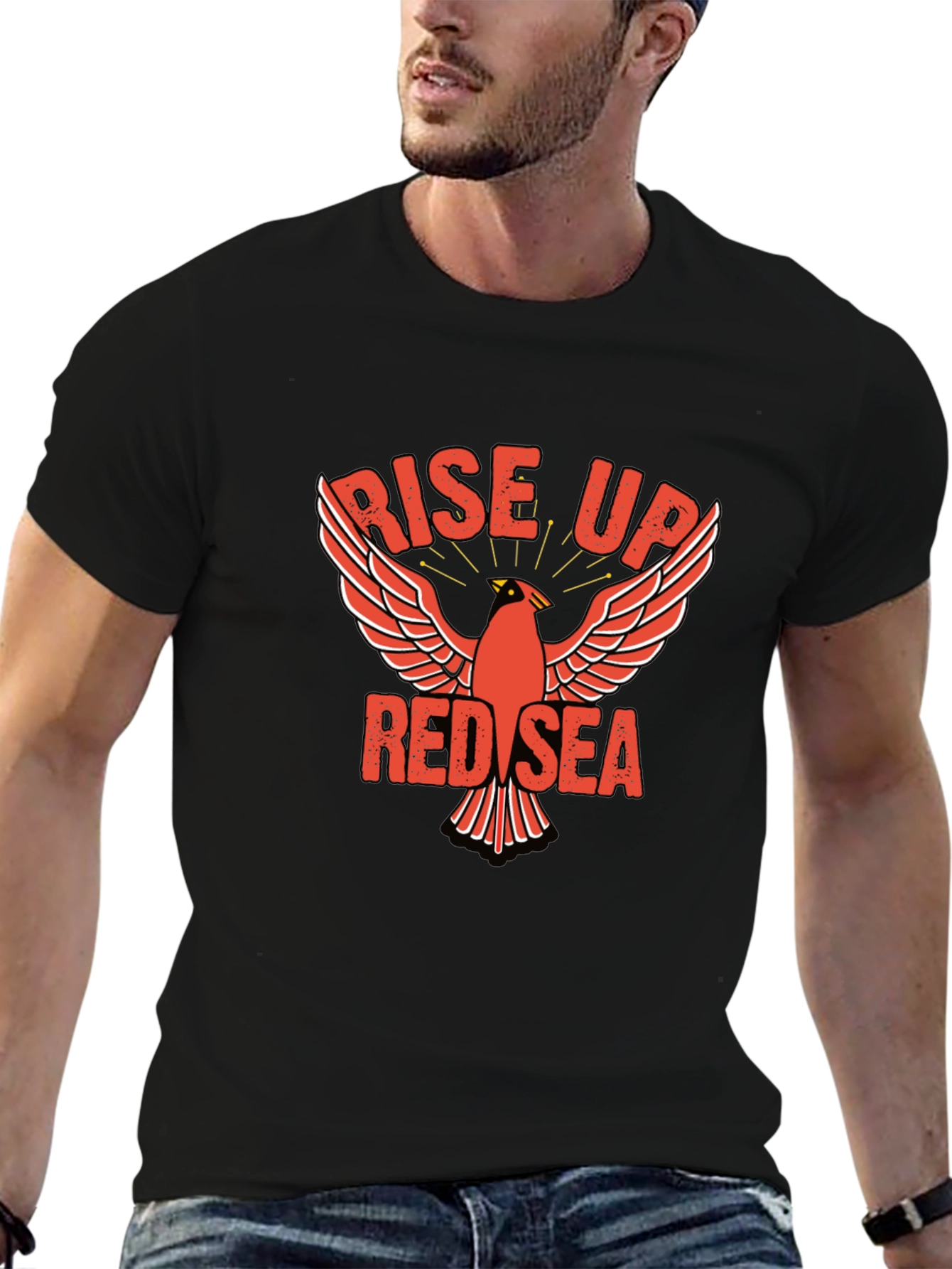 Rise Up Red Sea T-Shirt Cardinal Design
