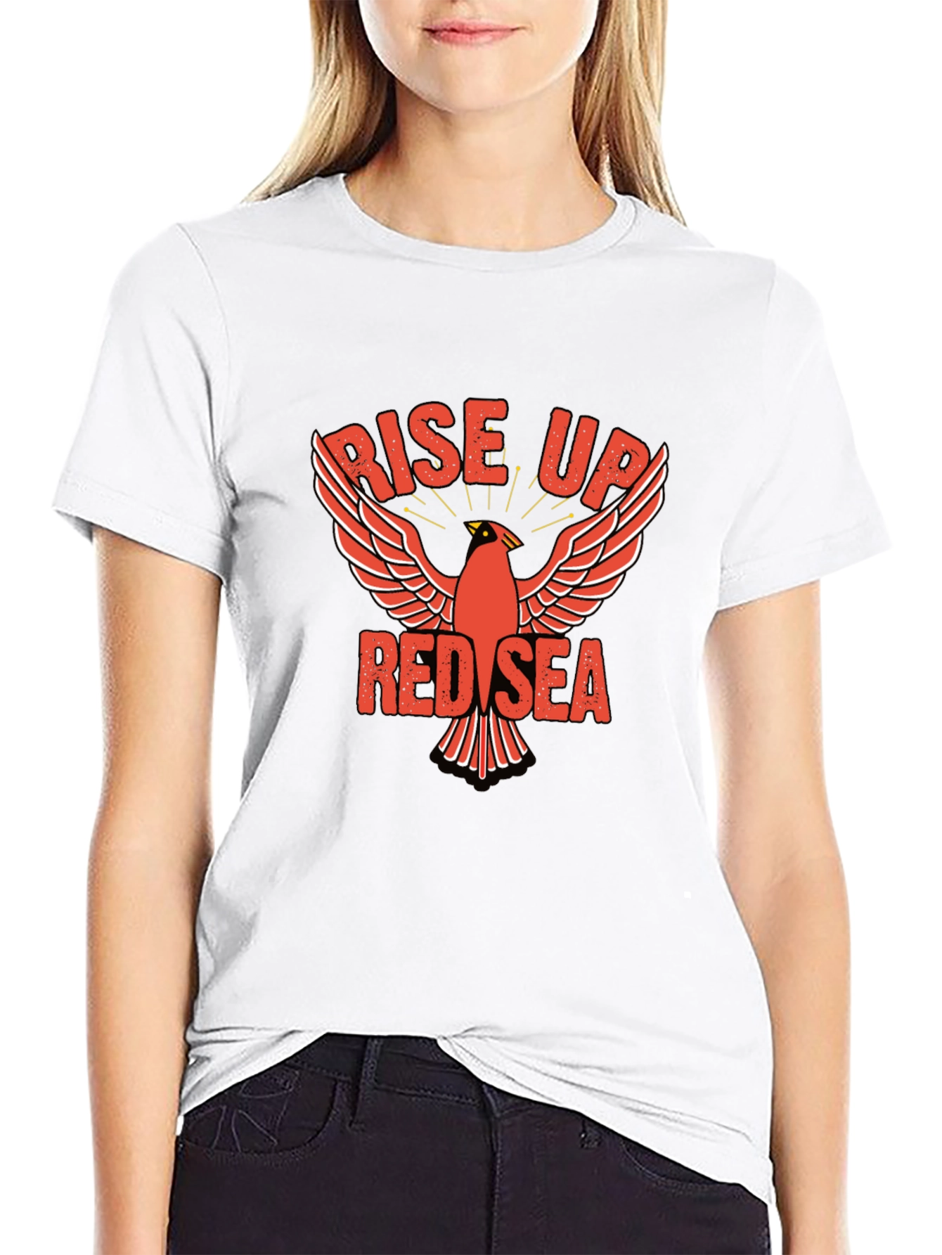 Rise Up Red Sea T-Shirt Cardinal Design