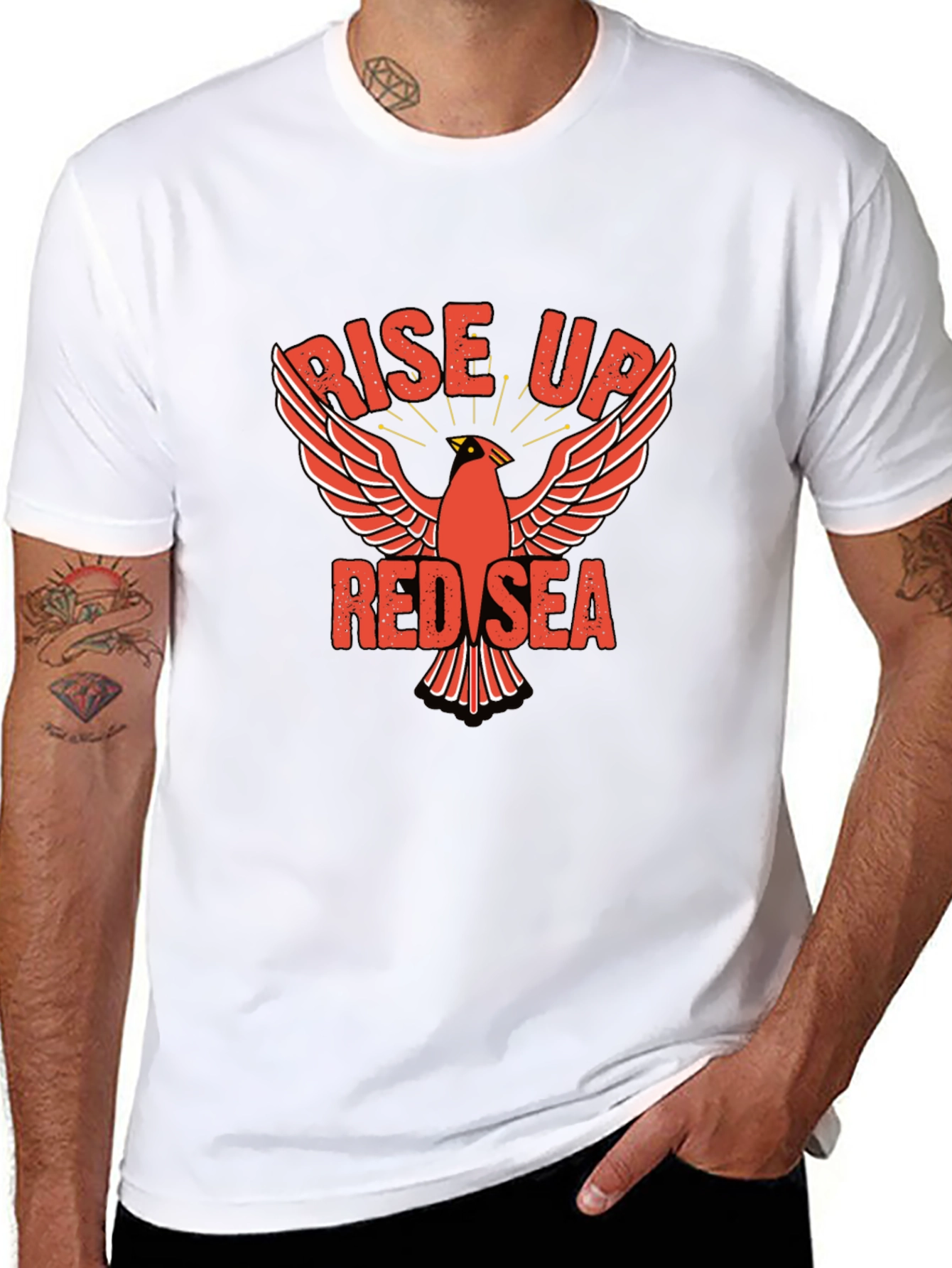 Rise Up Red Sea T-Shirt Cardinal Design