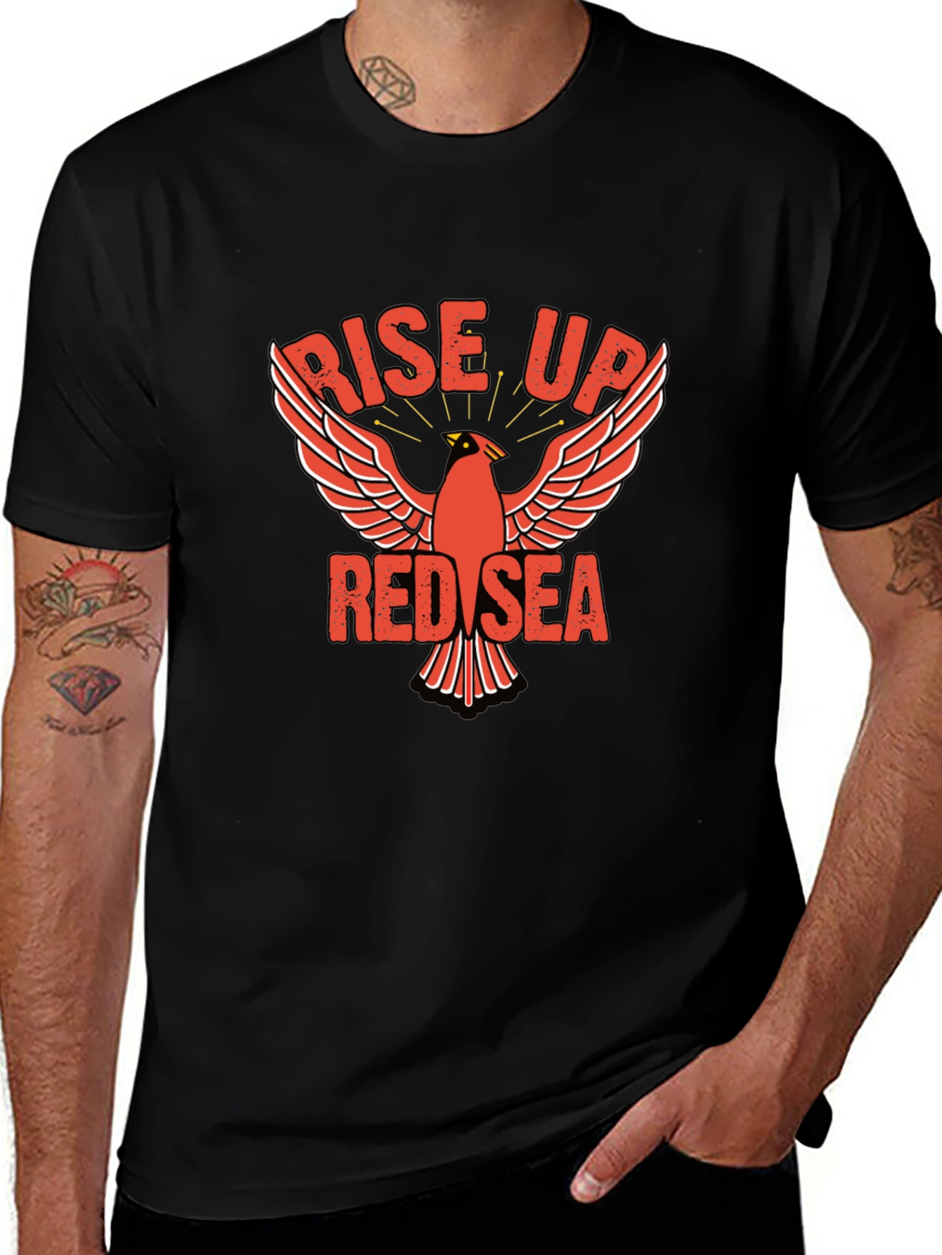 Rise Up Red Sea T-Shirt Cardinal Design