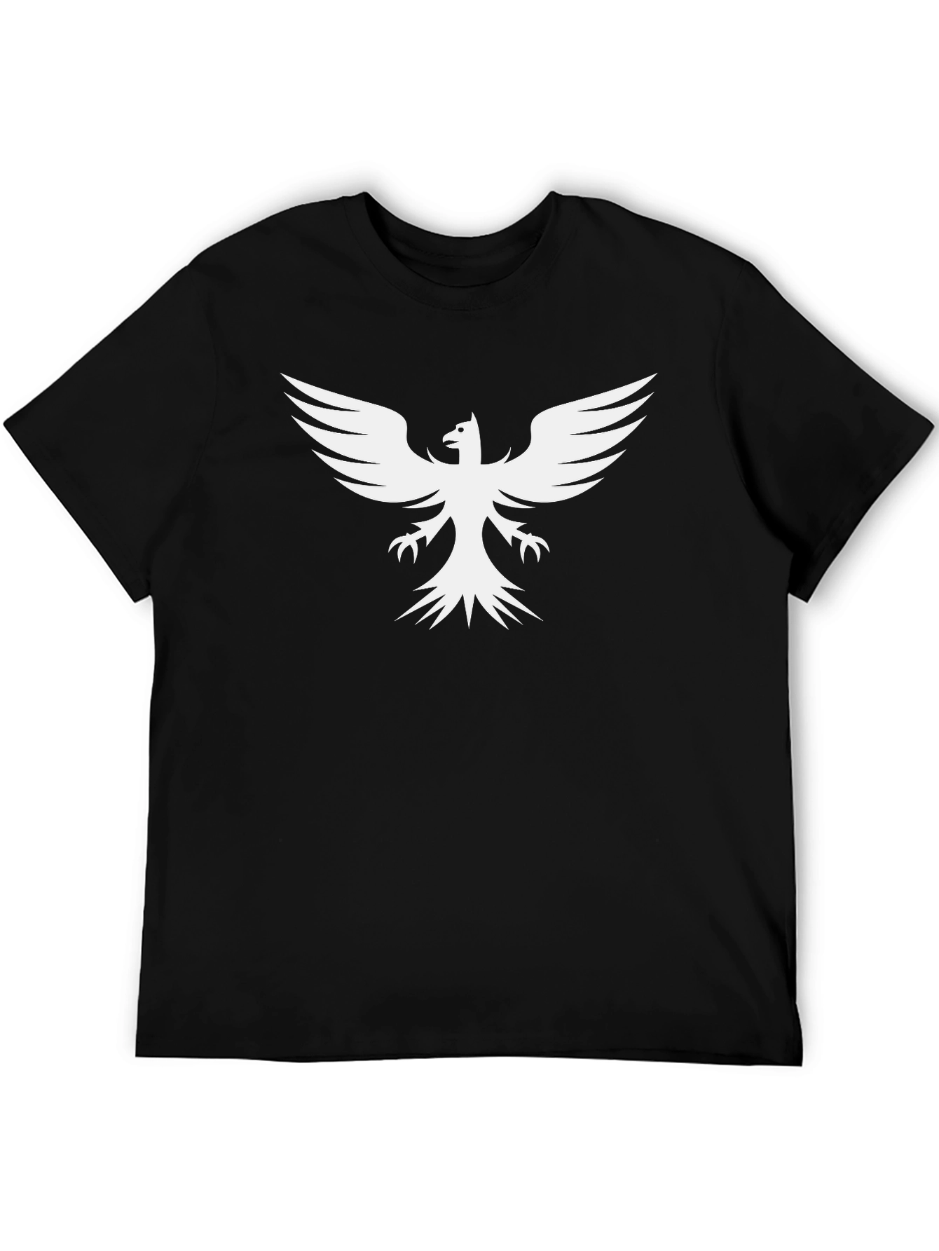 Black T-Shirt with White Phoenix Print