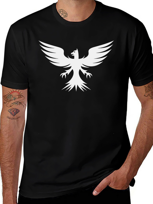 Black T-Shirt with White Phoenix Print