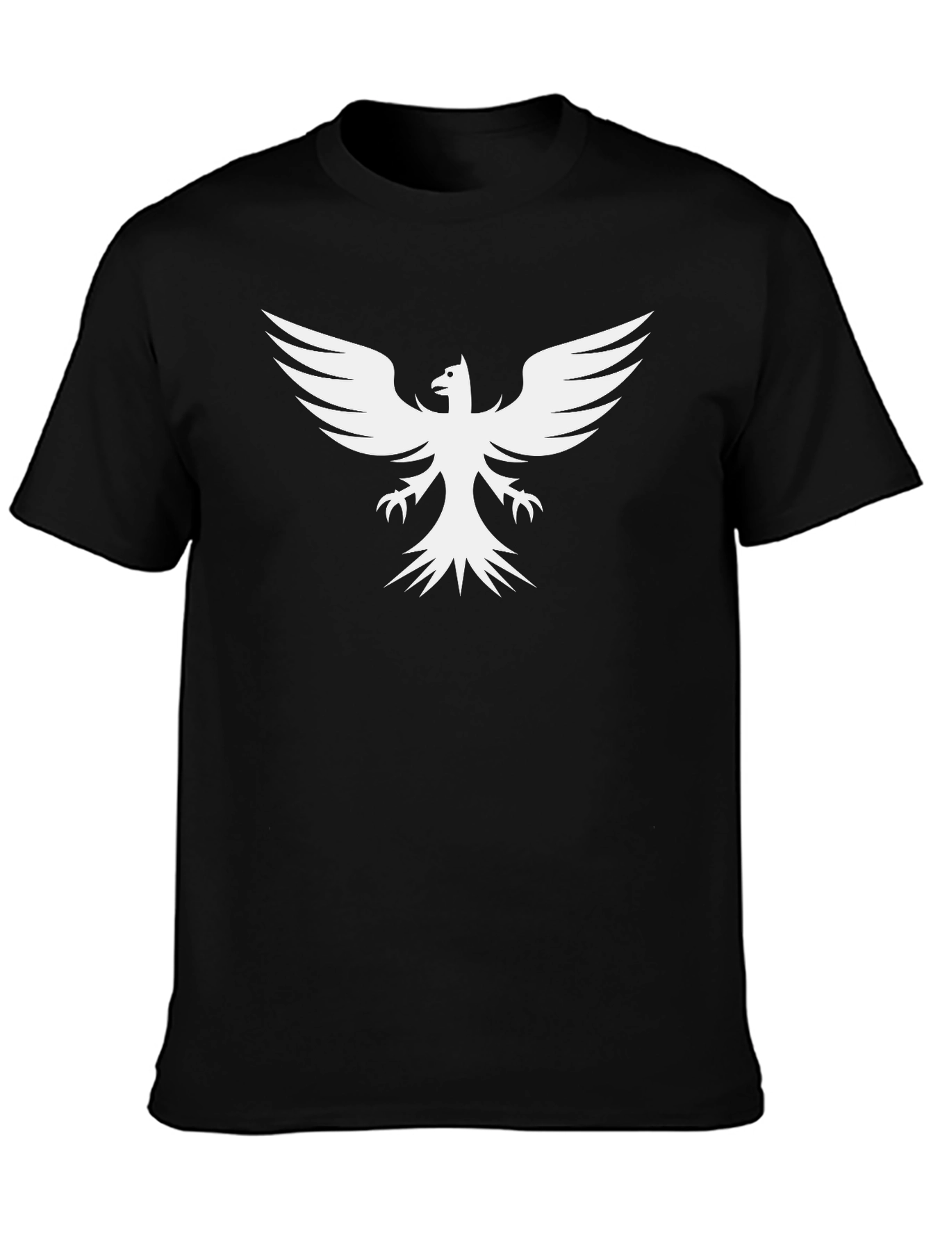 Black T-Shirt with White Phoenix Print
