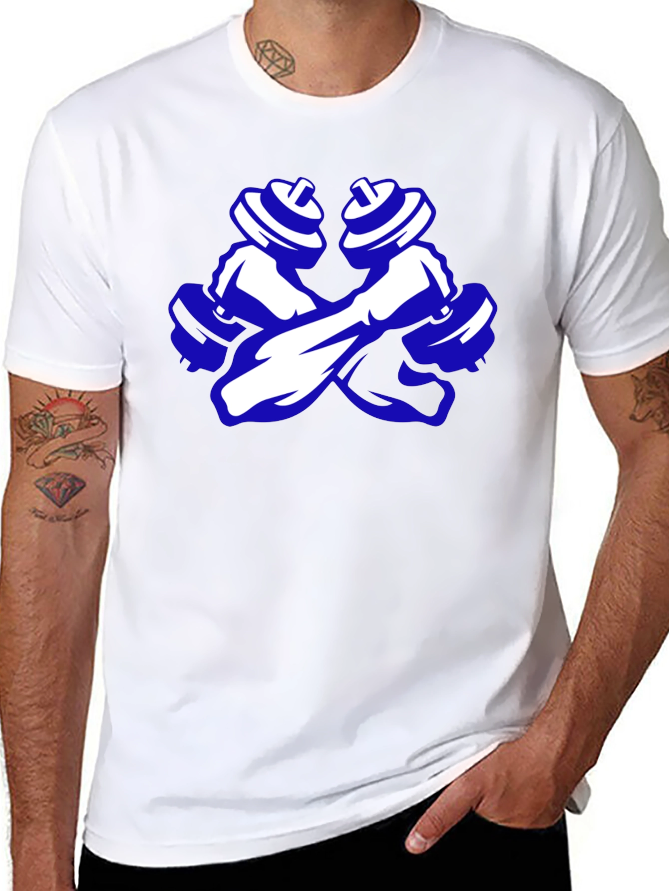 Workout Ready Tee - Crossed Dumbbell Design