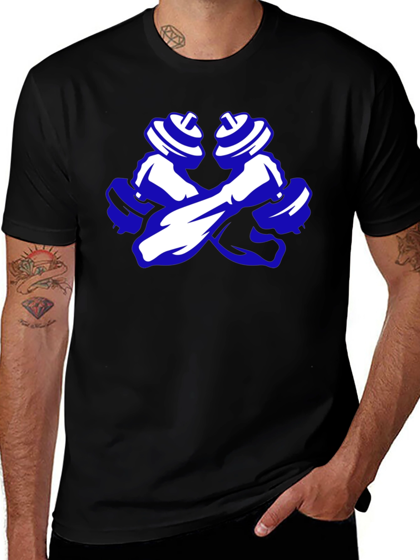 Workout Ready Tee - Crossed Dumbbell Design