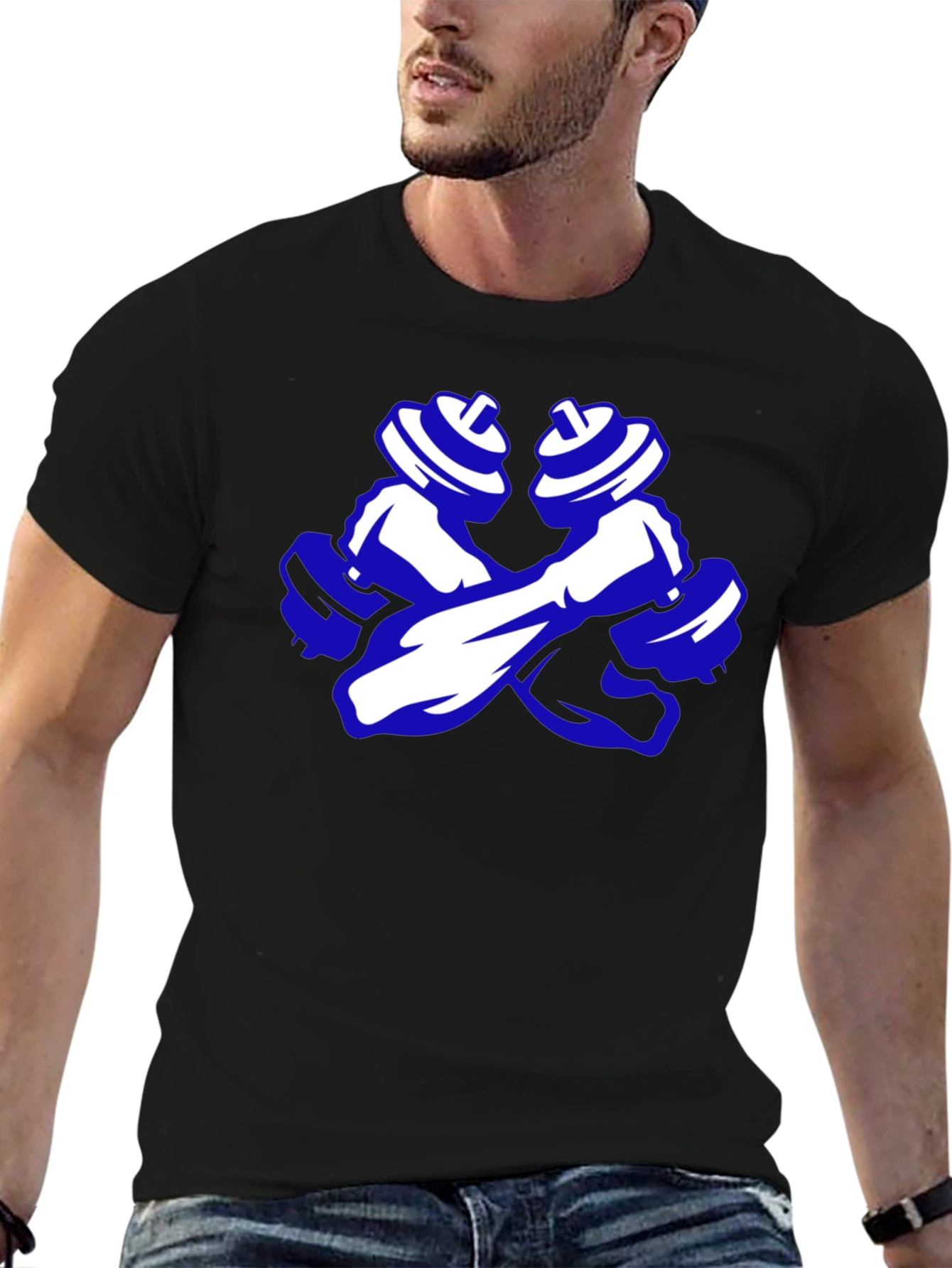 Workout Ready Tee - Crossed Dumbbell Design