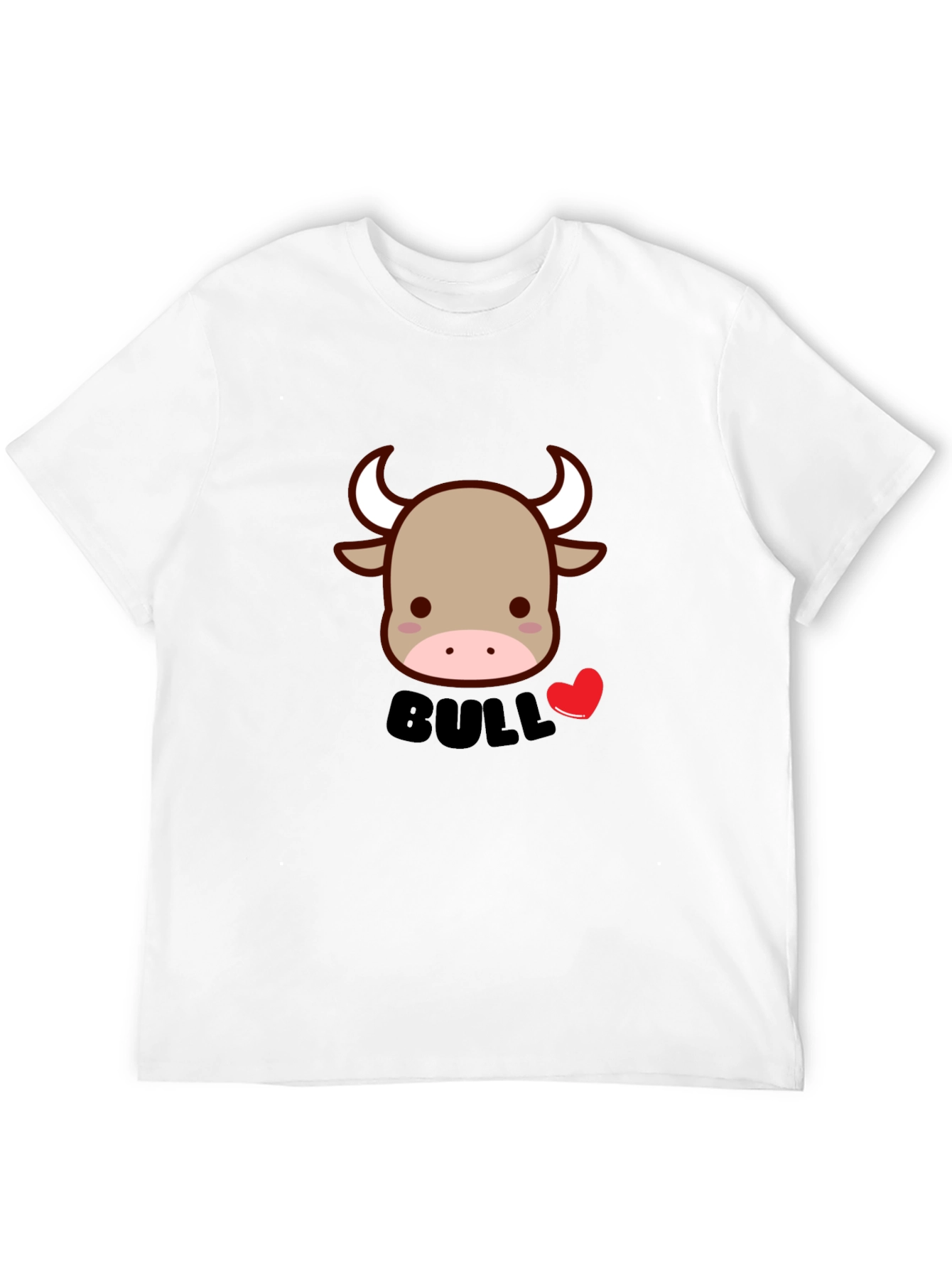 Cute Bull Graphic Tee - Black Cotton Blend T-Shirt