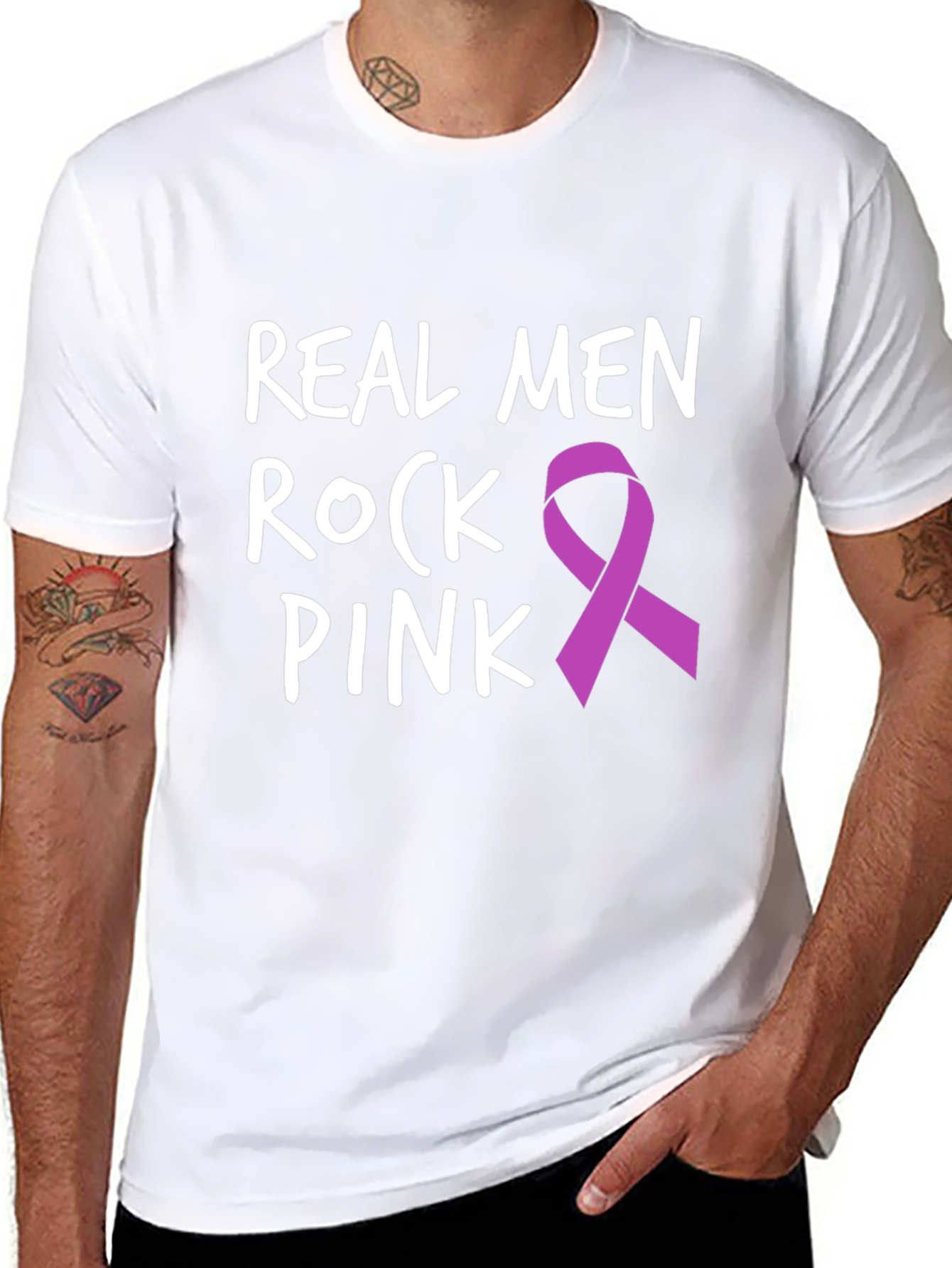 Real Men Rock Pink T-Shirt - Awareness Tee