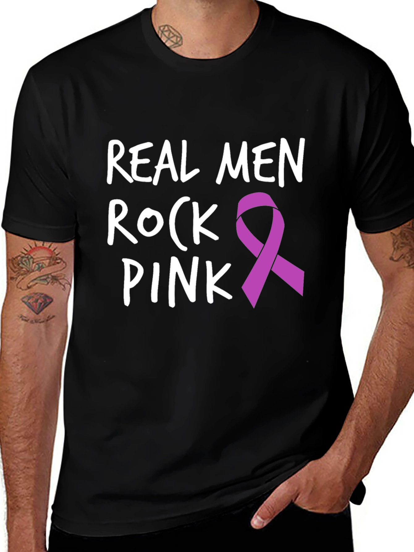 Real Men Rock Pink T-Shirt - Awareness Tee