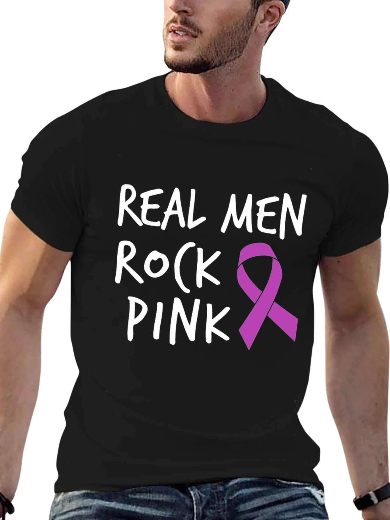 Real Men Rock Pink T-Shirt - Awareness Tee