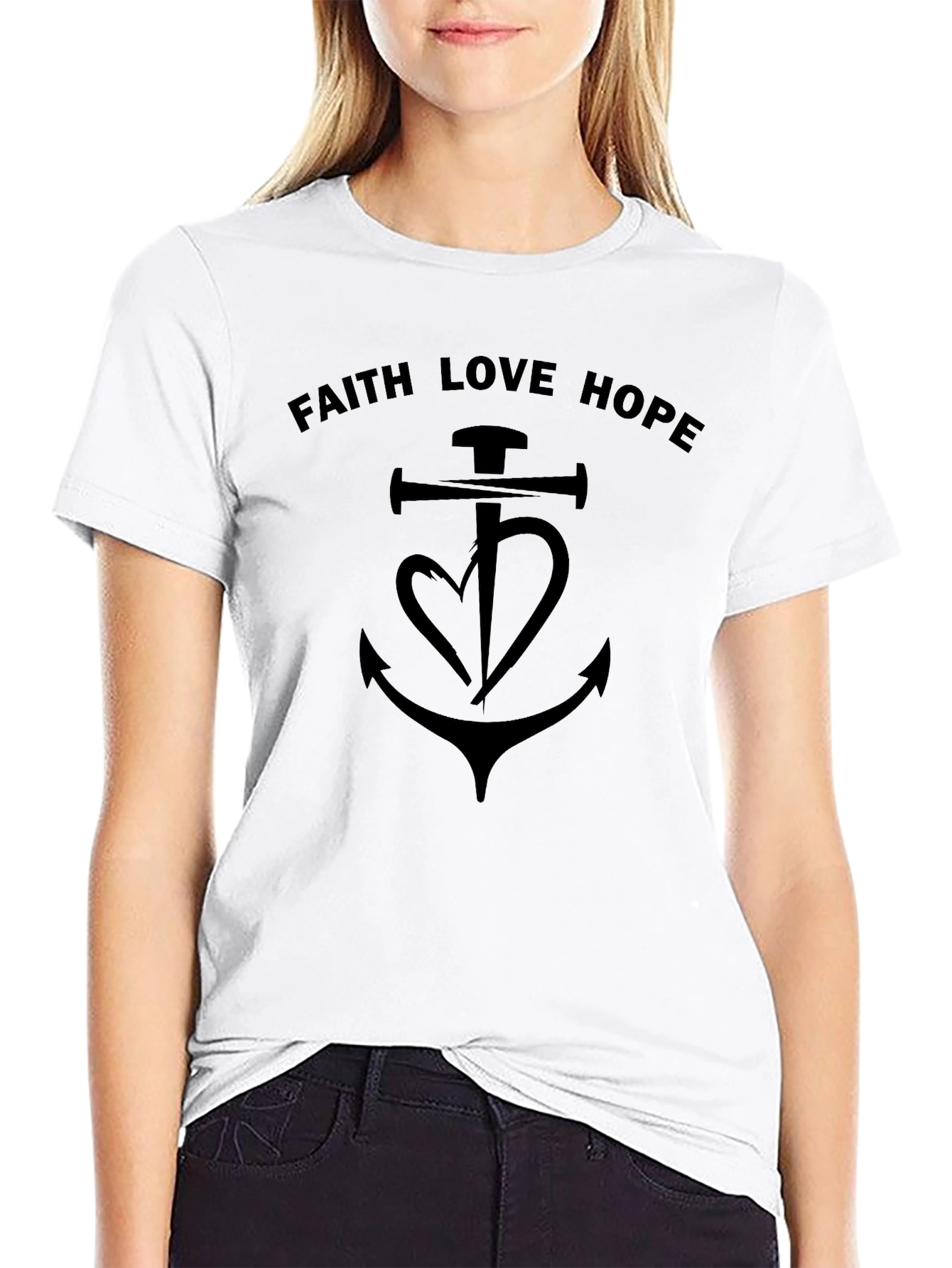 Faith Love Hope T-Shirt - Christian Anchor Design