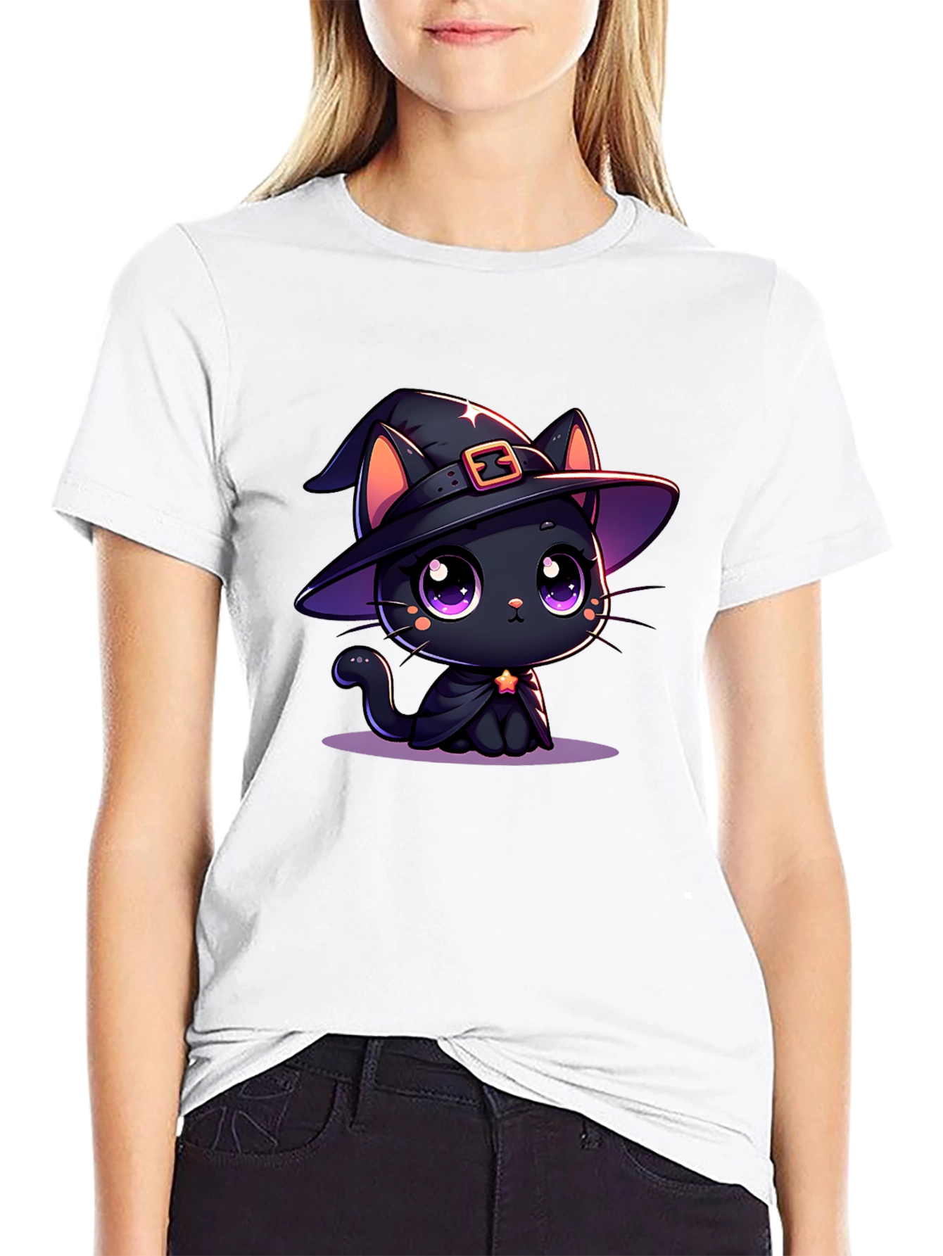 Halloween Cat T-Shirt - Witch Hat
