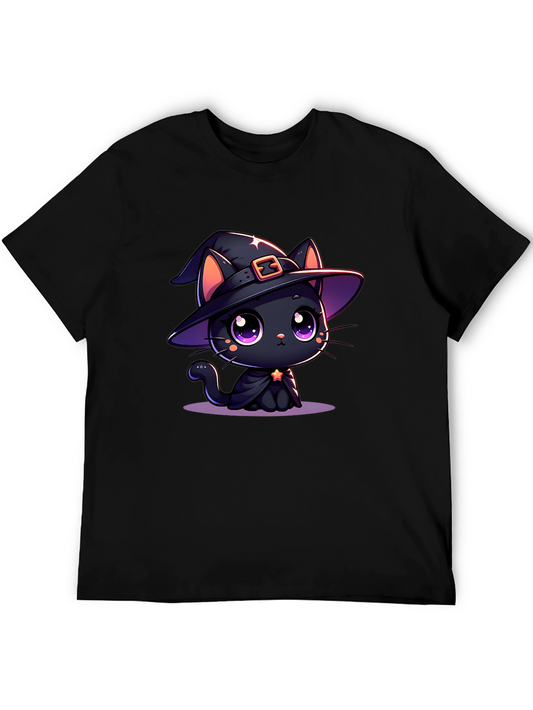 Halloween Cat T-Shirt - Witch Hat