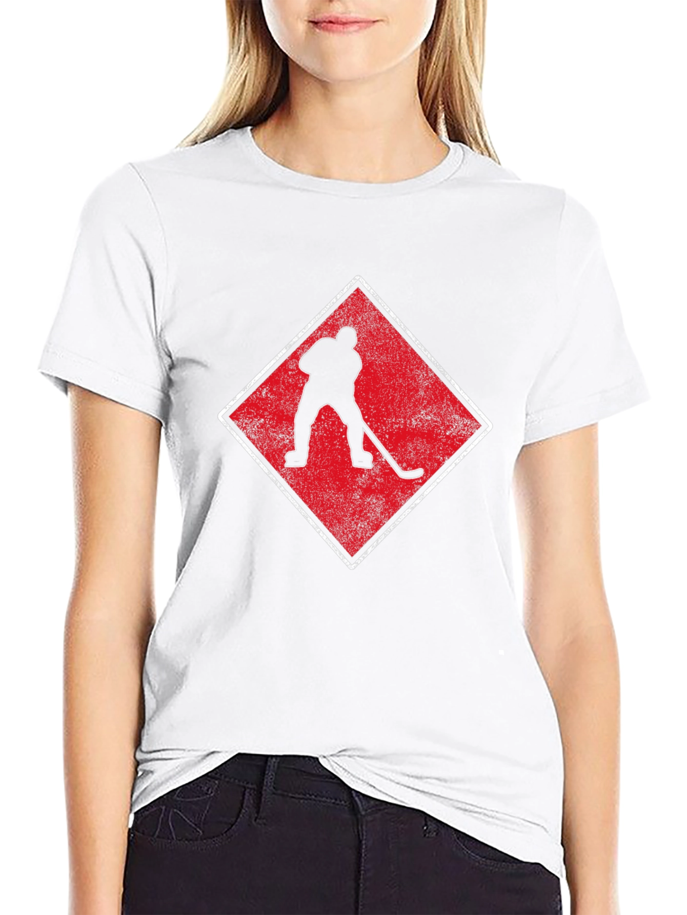 Hockey Player Graphic Tee - Black Cotton Shirt