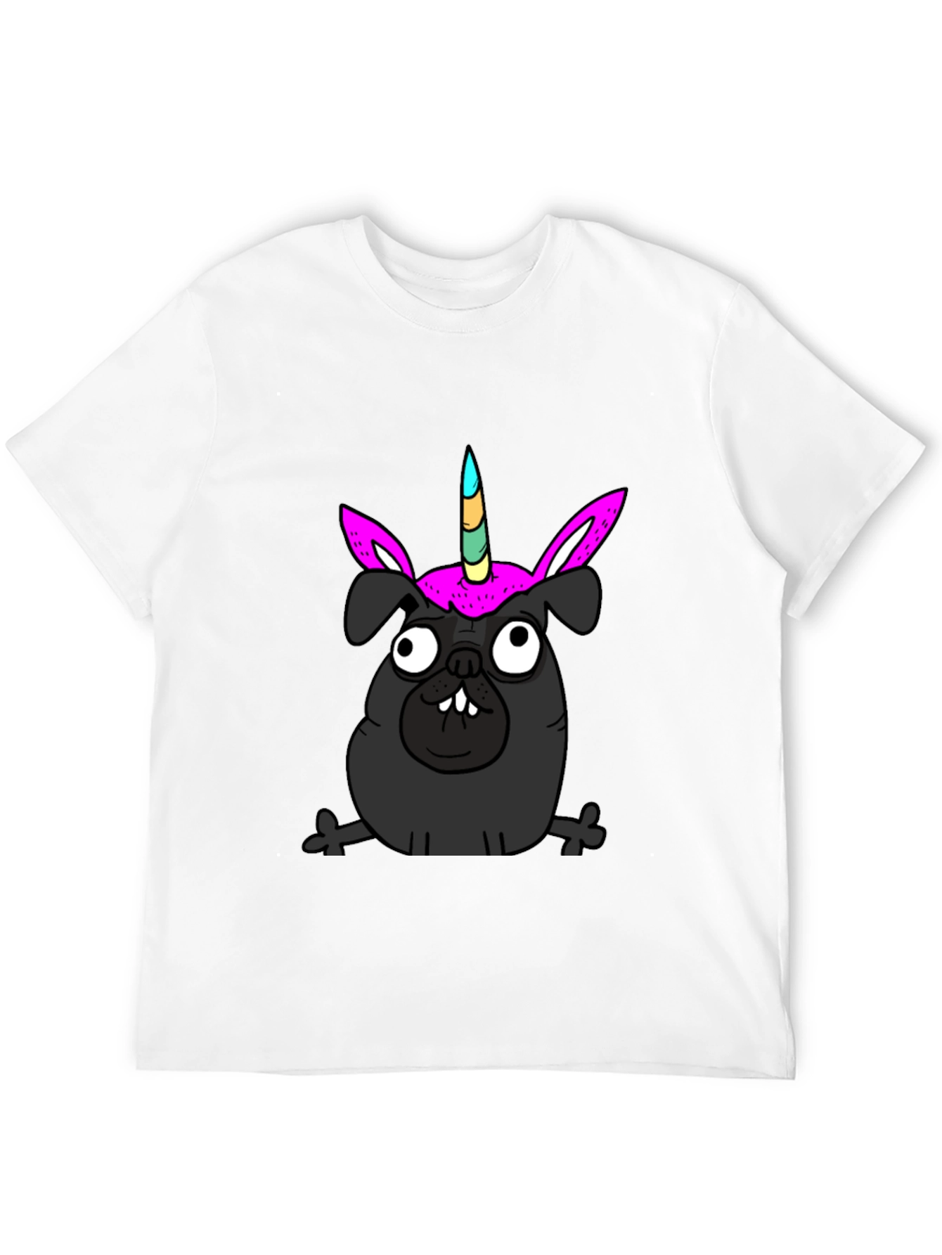 Unicorn Pug Black T-Shirt