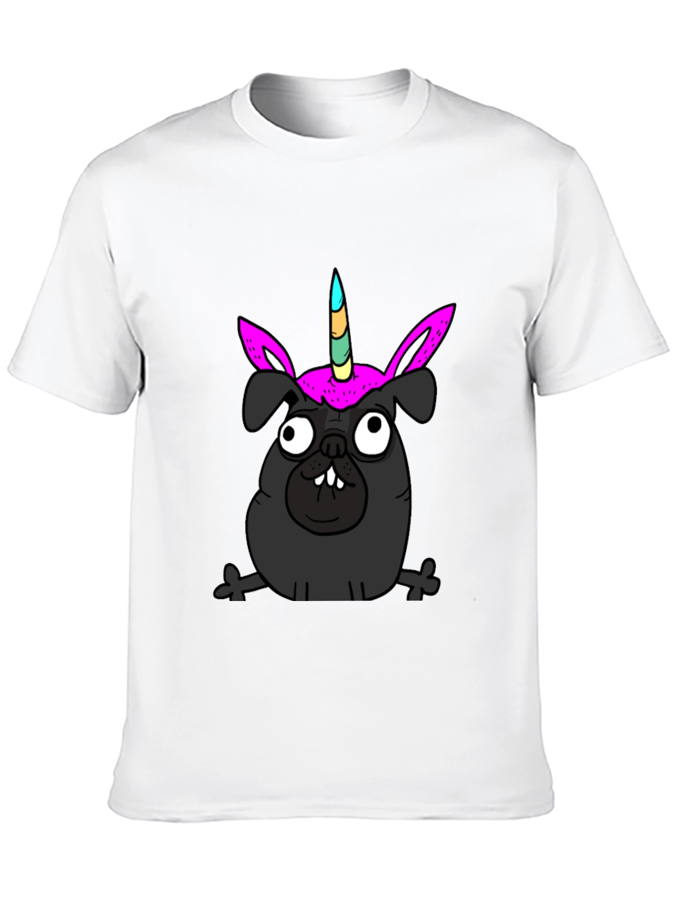 Unicorn Pug Black T-Shirt