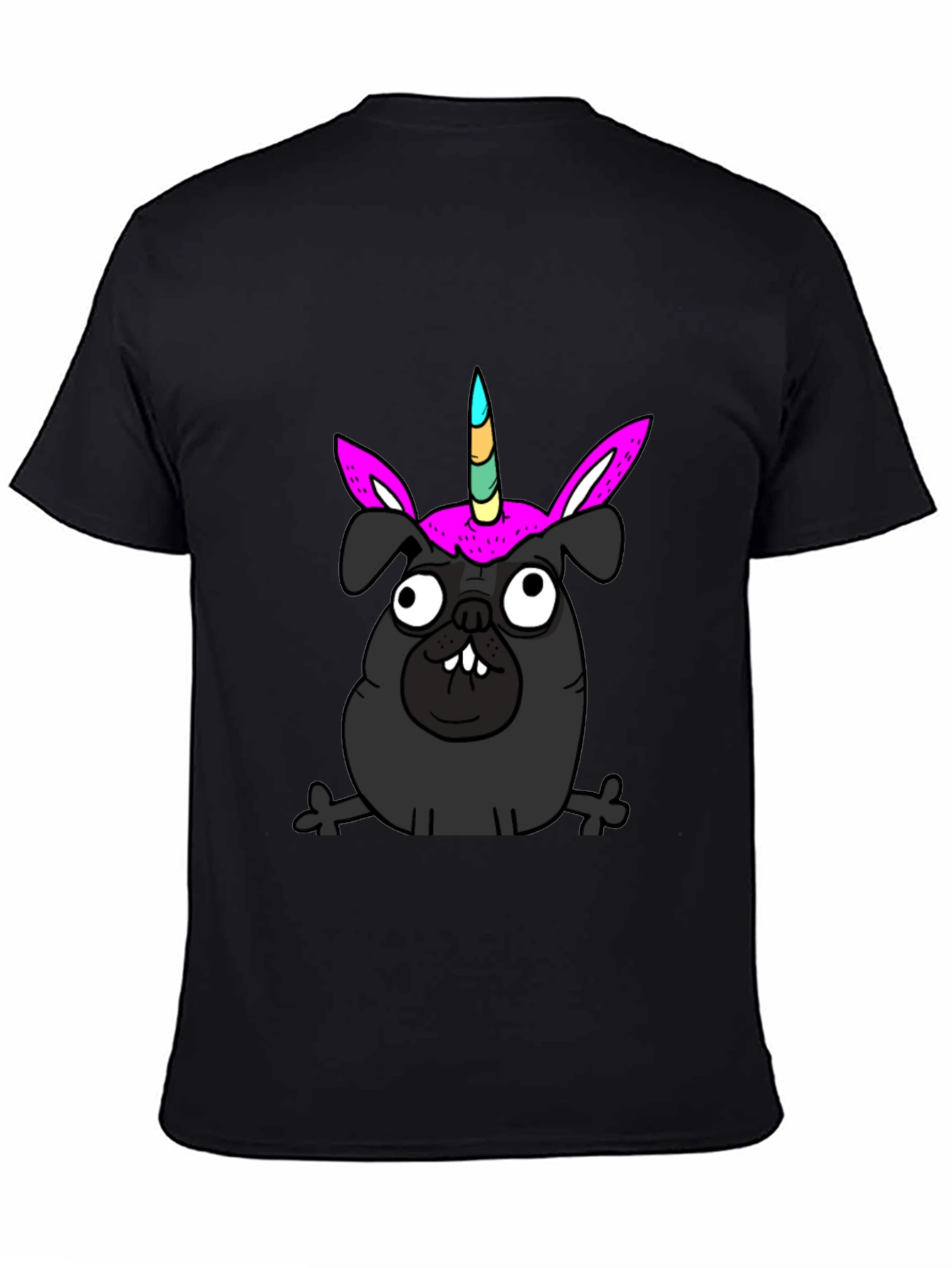 Unicorn Pug Black T-Shirt