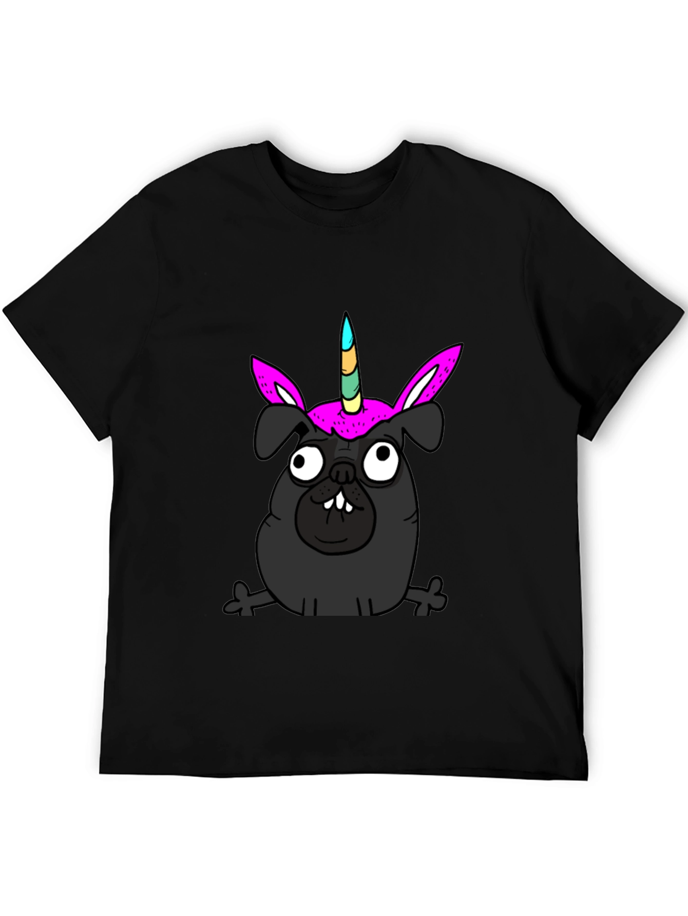 Unicorn Pug Black T-Shirt
