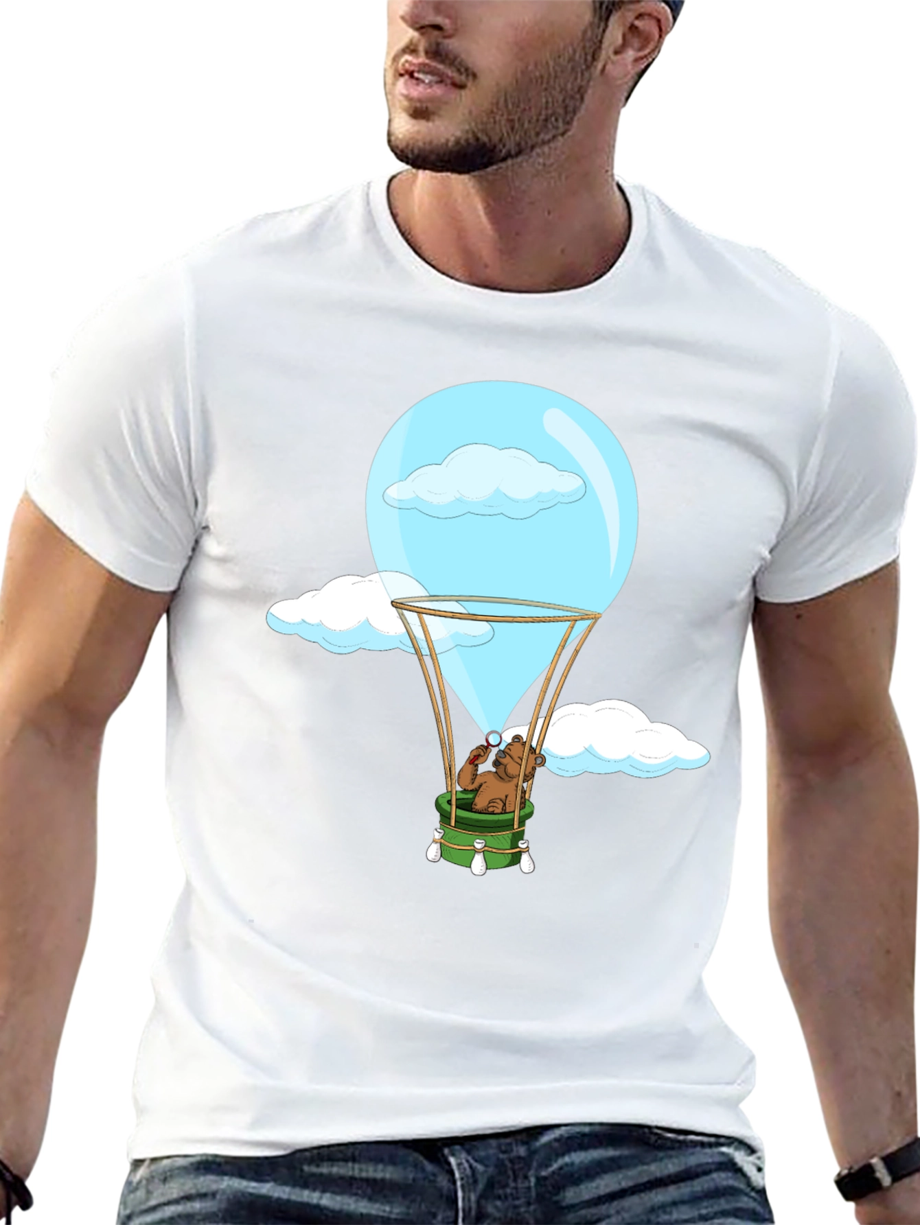 Bear Hot Air Balloon Black Graphic Tee