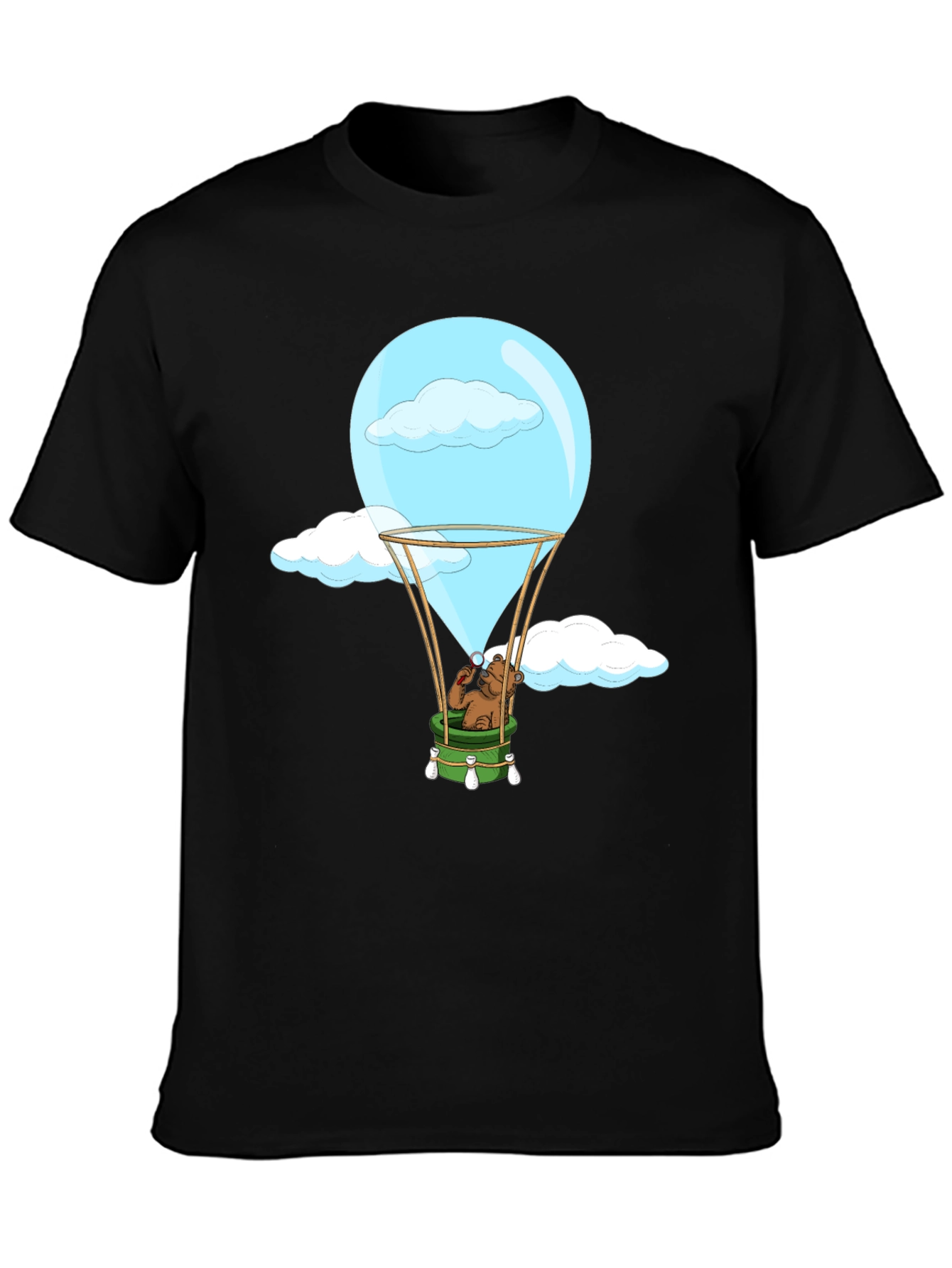 Bear Hot Air Balloon Black Graphic Tee