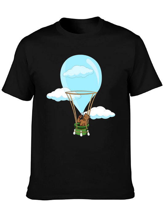 Bear Hot Air Balloon Black Graphic Tee