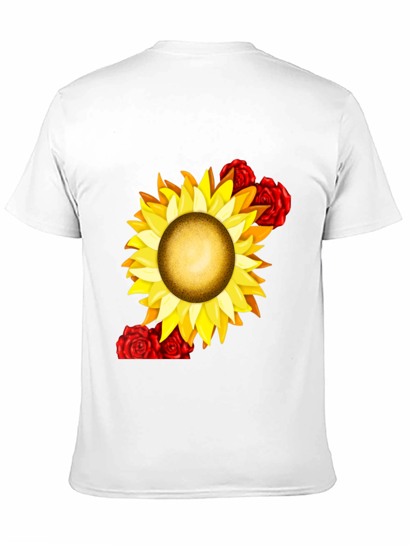 Sunflower & Rose Graphic Black T-Shirt