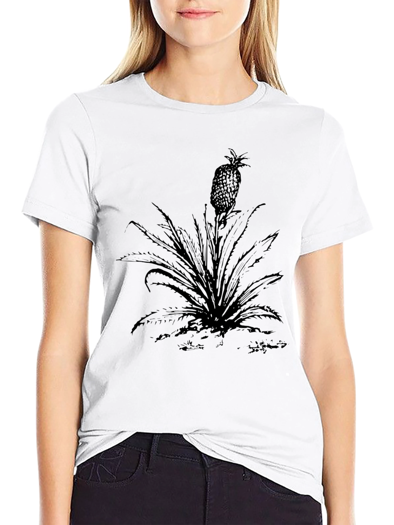 Black Pineapple Graphic Tee - Tropical Style