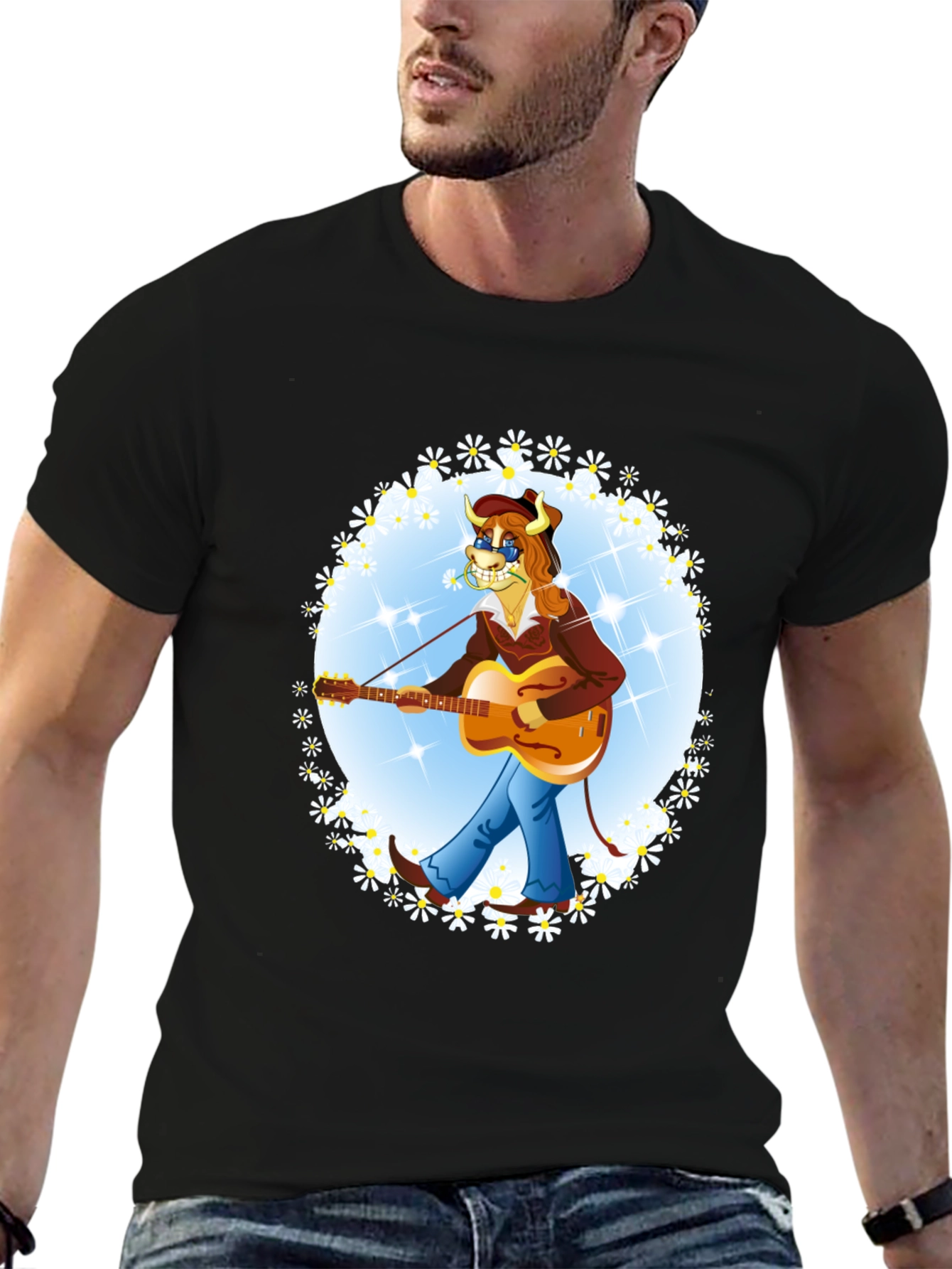 Bull Musician Graphic T-Shirt