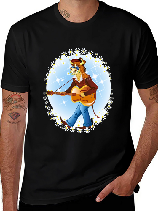 Bull Musician Graphic T-Shirt