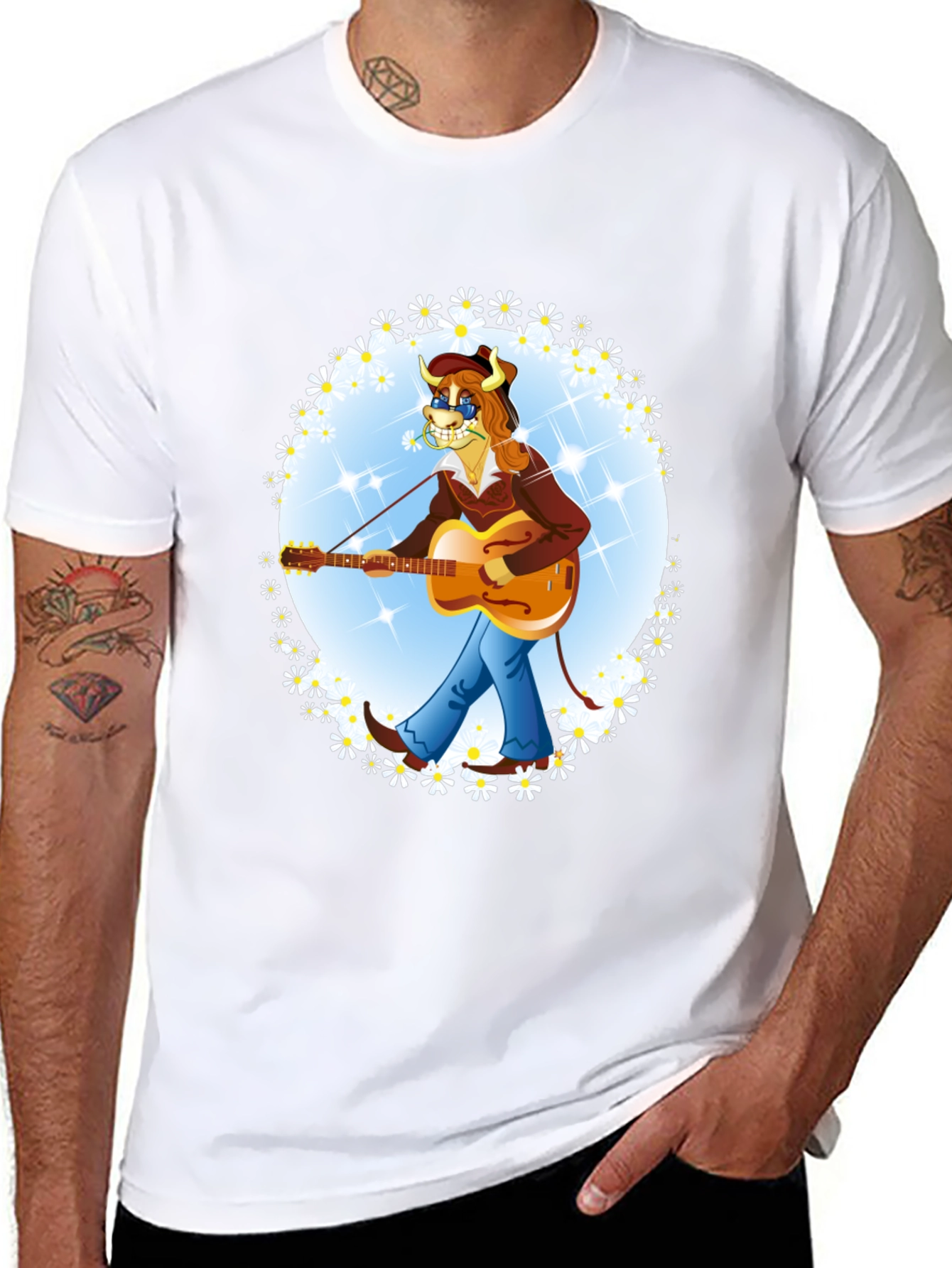 Bull Musician Graphic T-Shirt
