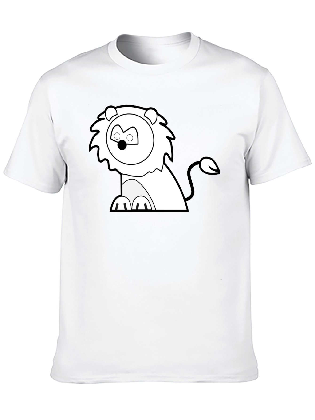 Cartoon Lion Graphic Tee - Classic Black T-Shirt