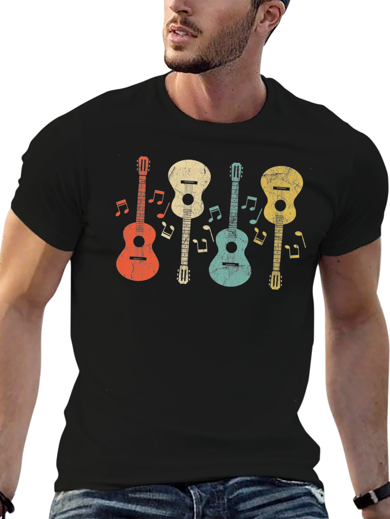 Retro Guitar T-Shirt - Music Lover Tee
