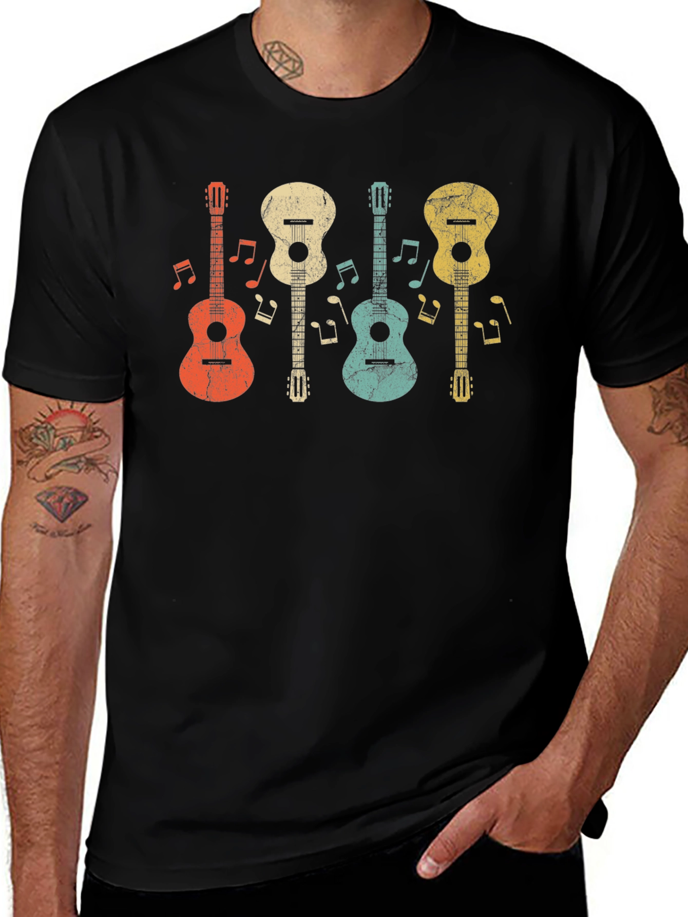 Retro Guitar T-Shirt - Music Lover Tee