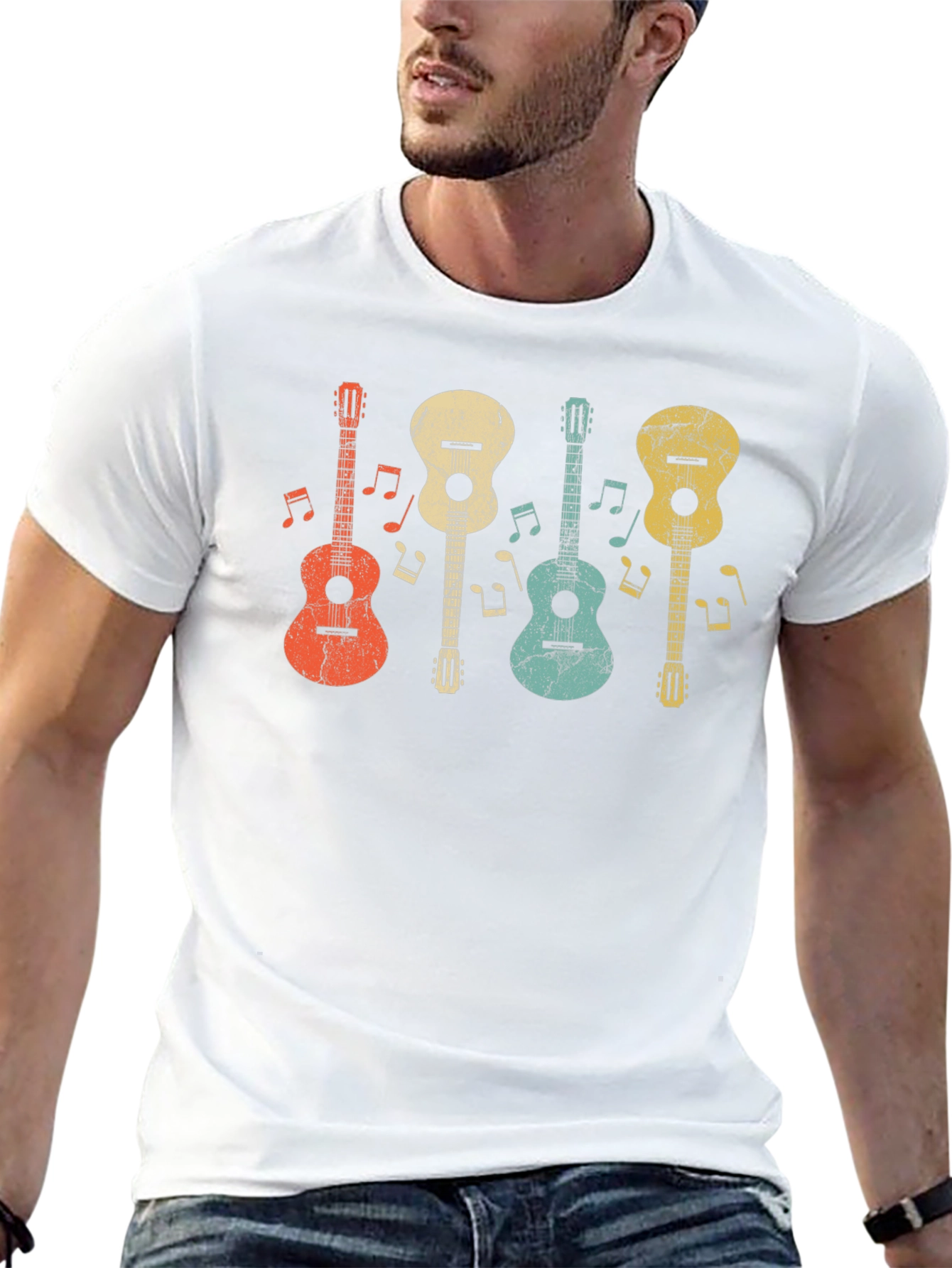 Retro Guitar T-Shirt - Music Lover Tee