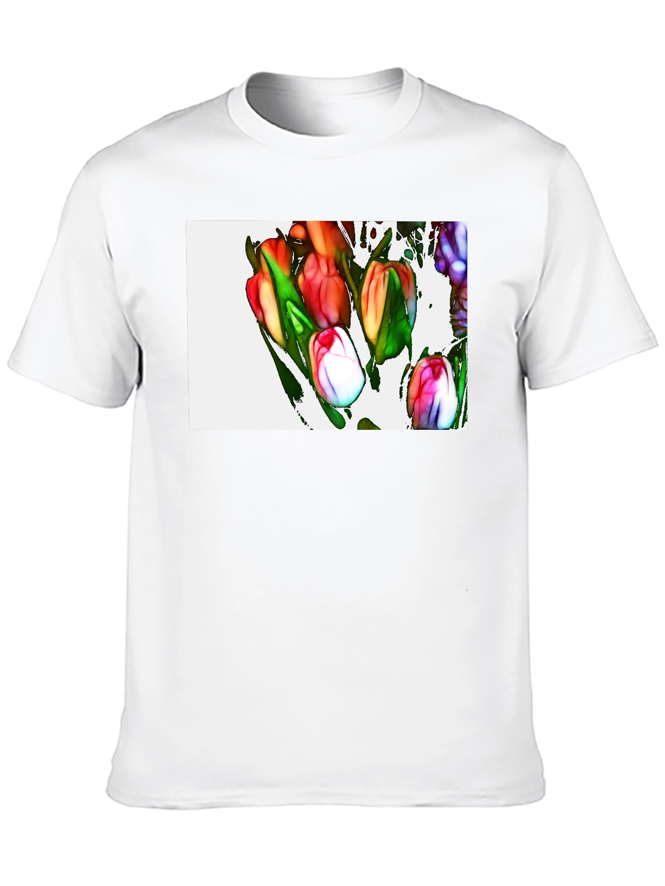 Tulip Art Graphic Black T-Shirt