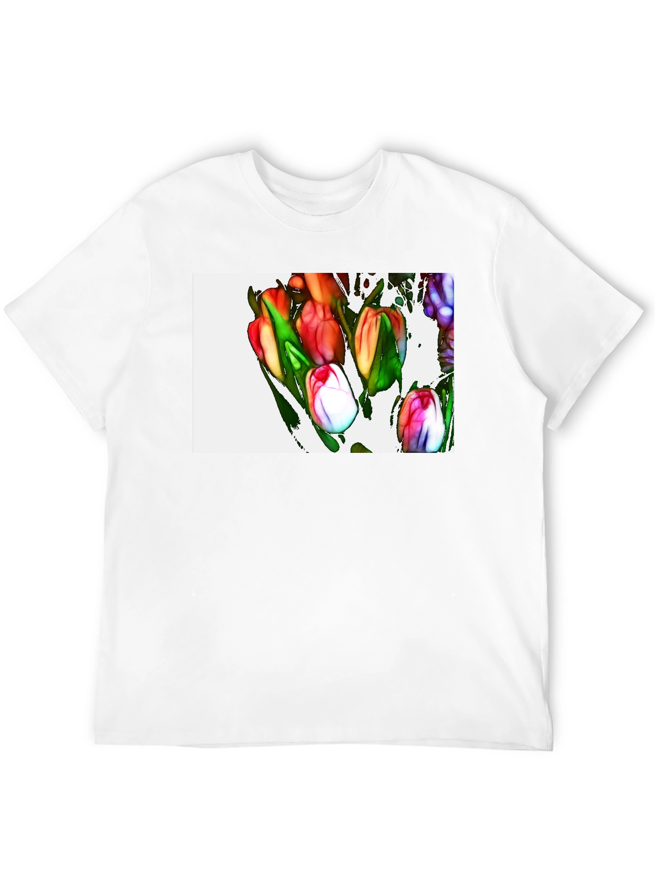 Tulip Art Graphic Black T-Shirt