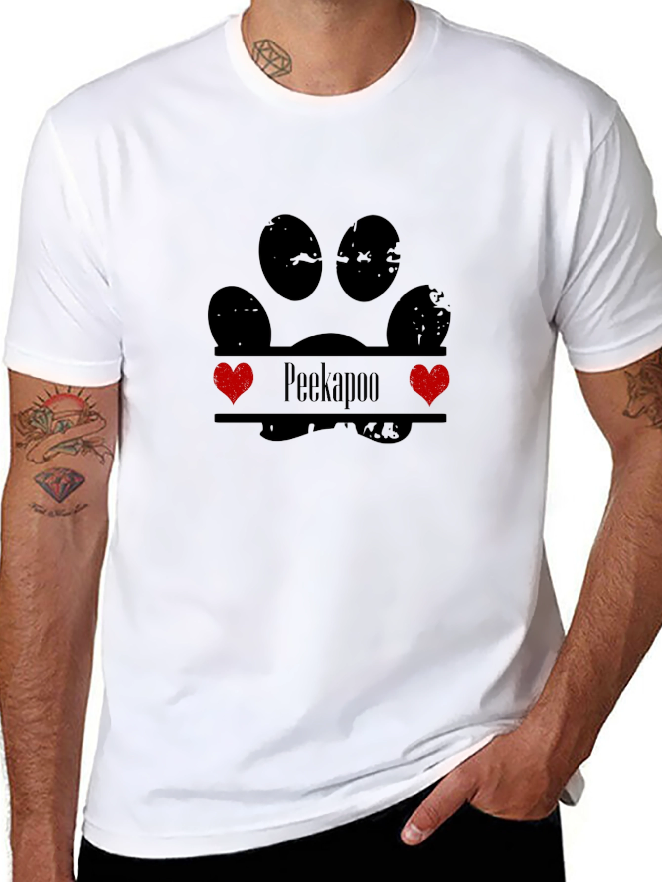 Peekapoo Paw Print T-Shirt - Pet Lover Apparel