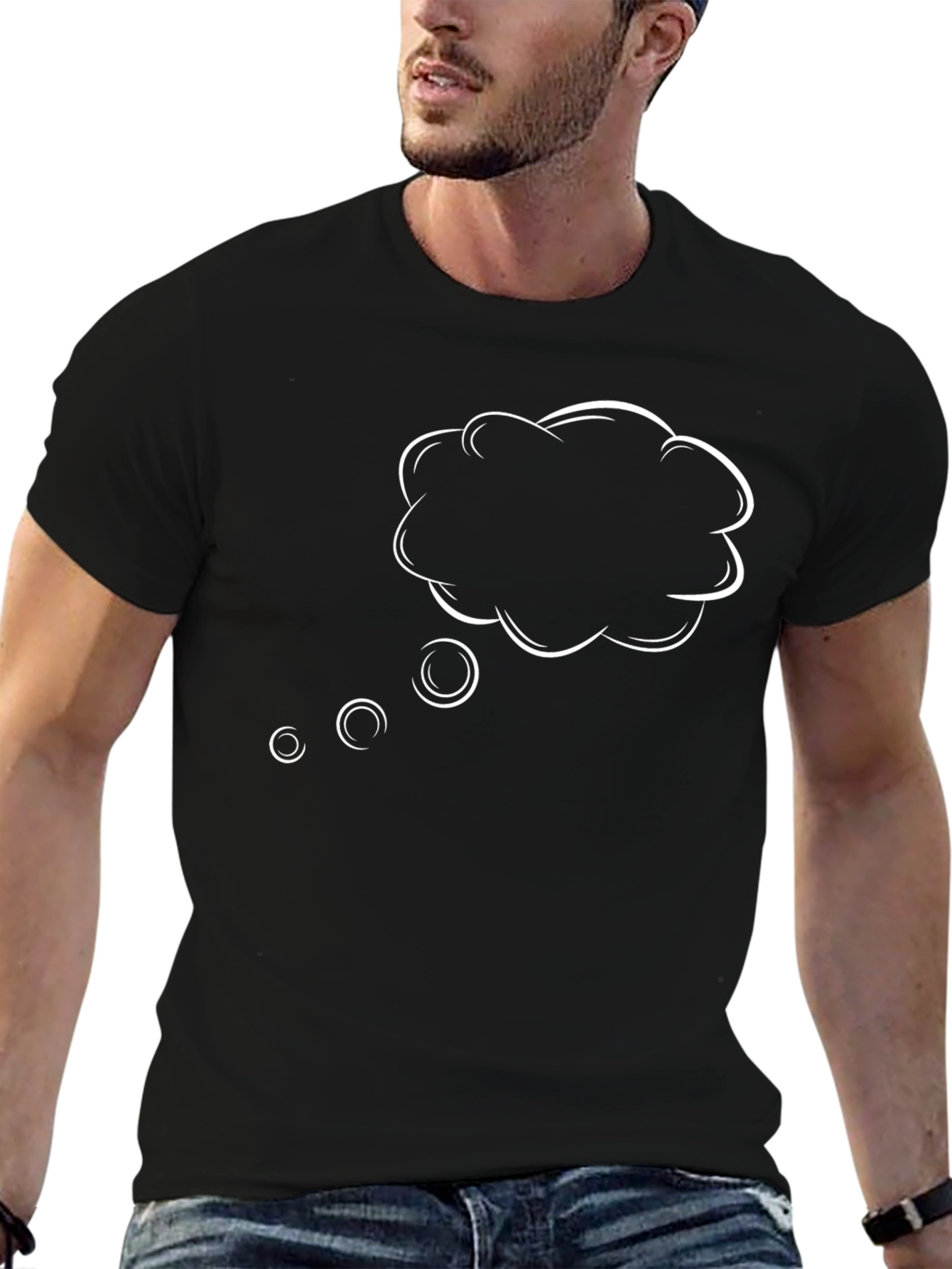 Cartoon Thought Bubble Black T-Shirt