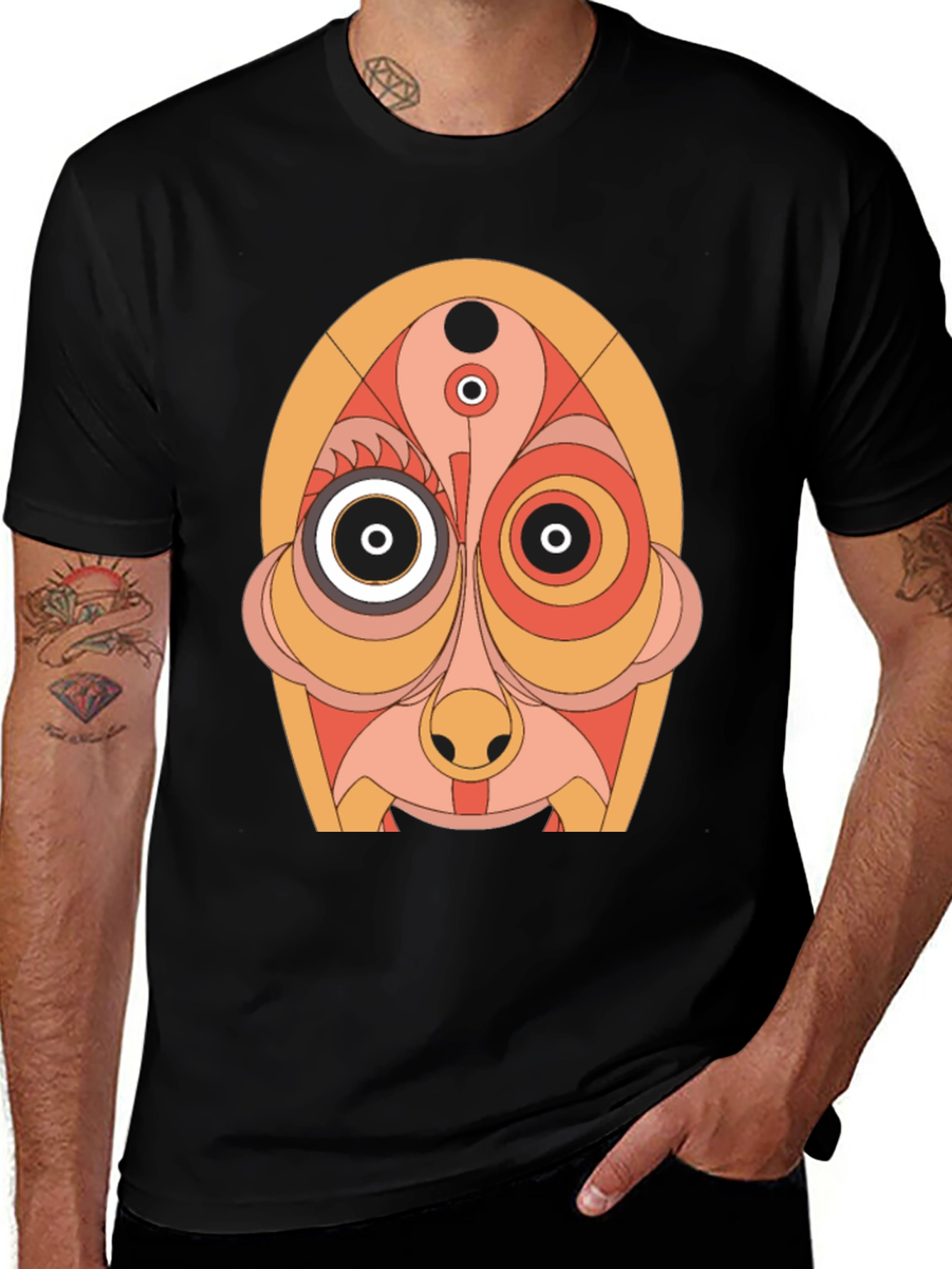 Abstract Face Graphic Tee - Unique Art T-Shirt