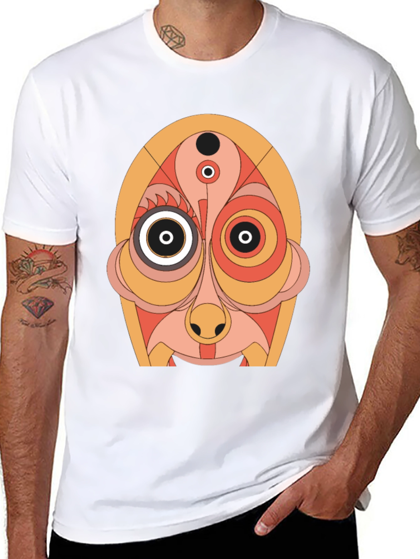 Abstract Face Graphic Tee - Unique Art T-Shirt