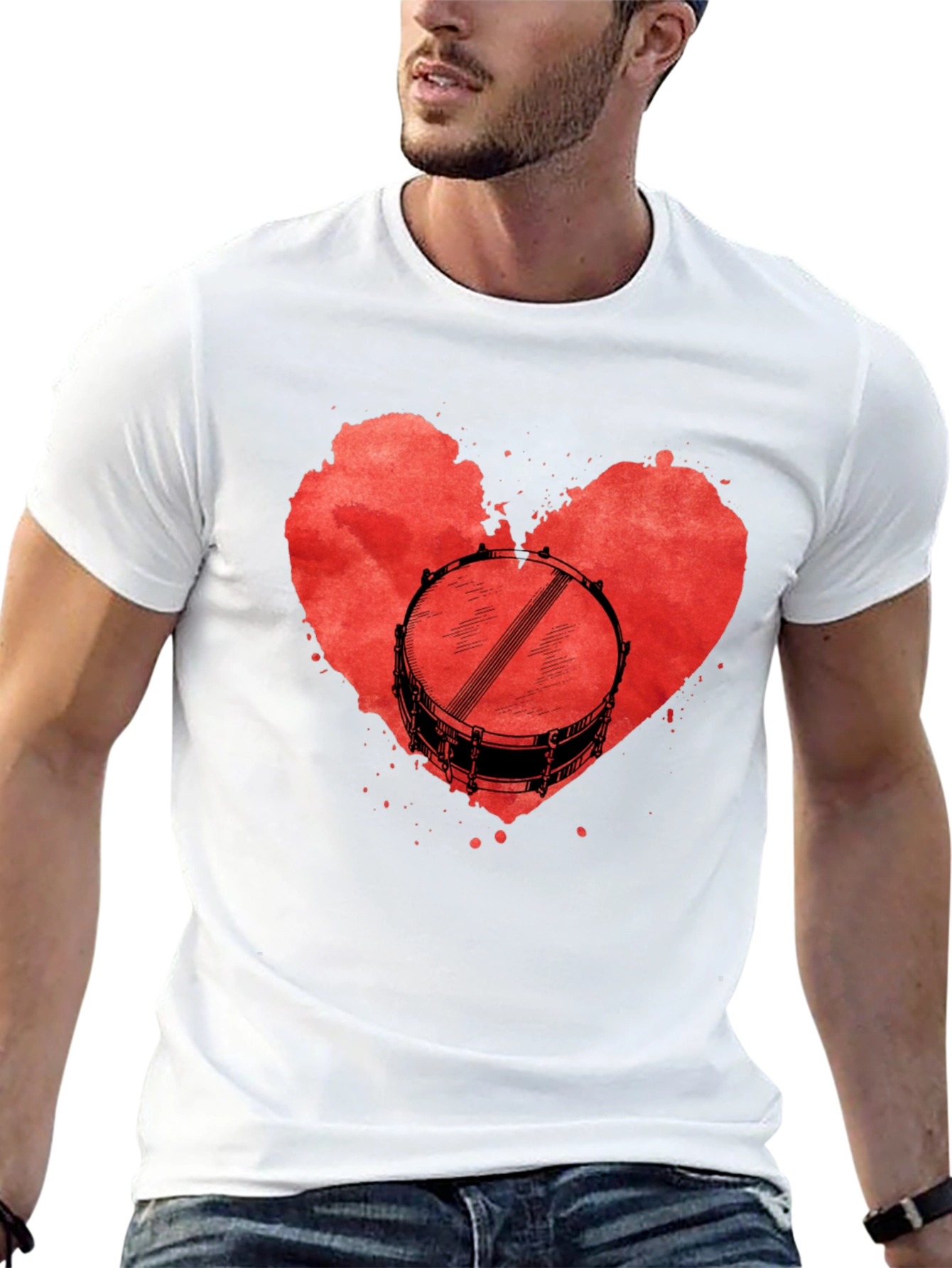 Drum Heart T-Shirt: Music Lover Tee