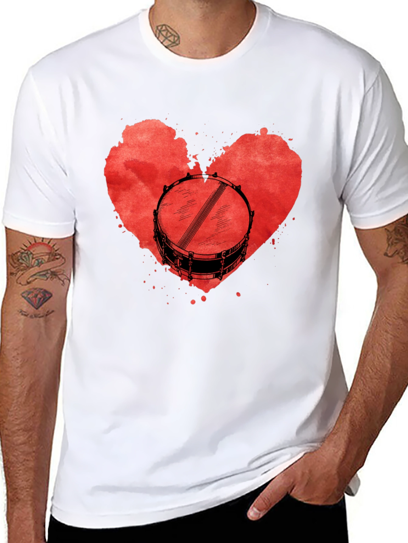 Drum Heart T-Shirt: Music Lover Tee