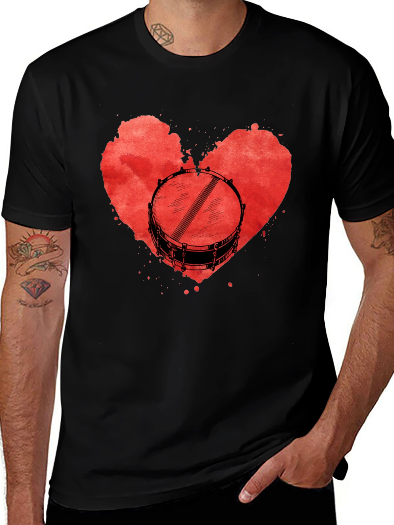 Drum Heart T-Shirt: Music Lover Tee
