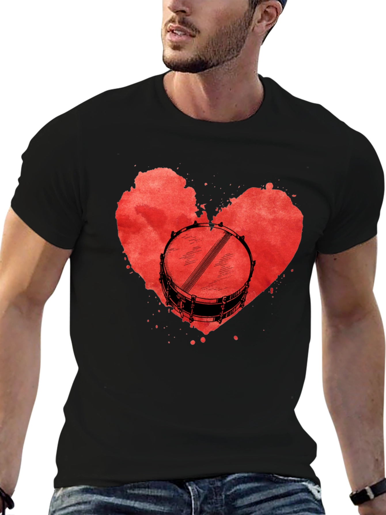 Drum Heart T-Shirt: Music Lover Tee
