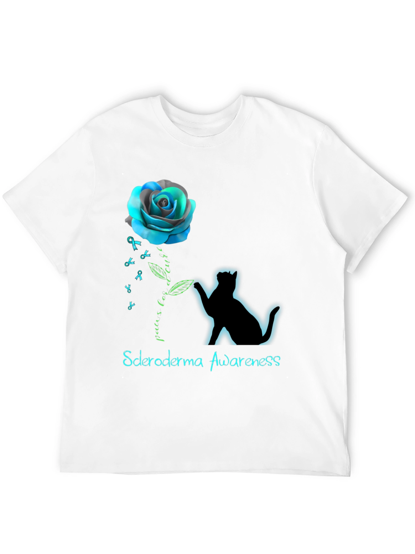Scleroderma Awareness Cat & Rose Graphic T-Shirt